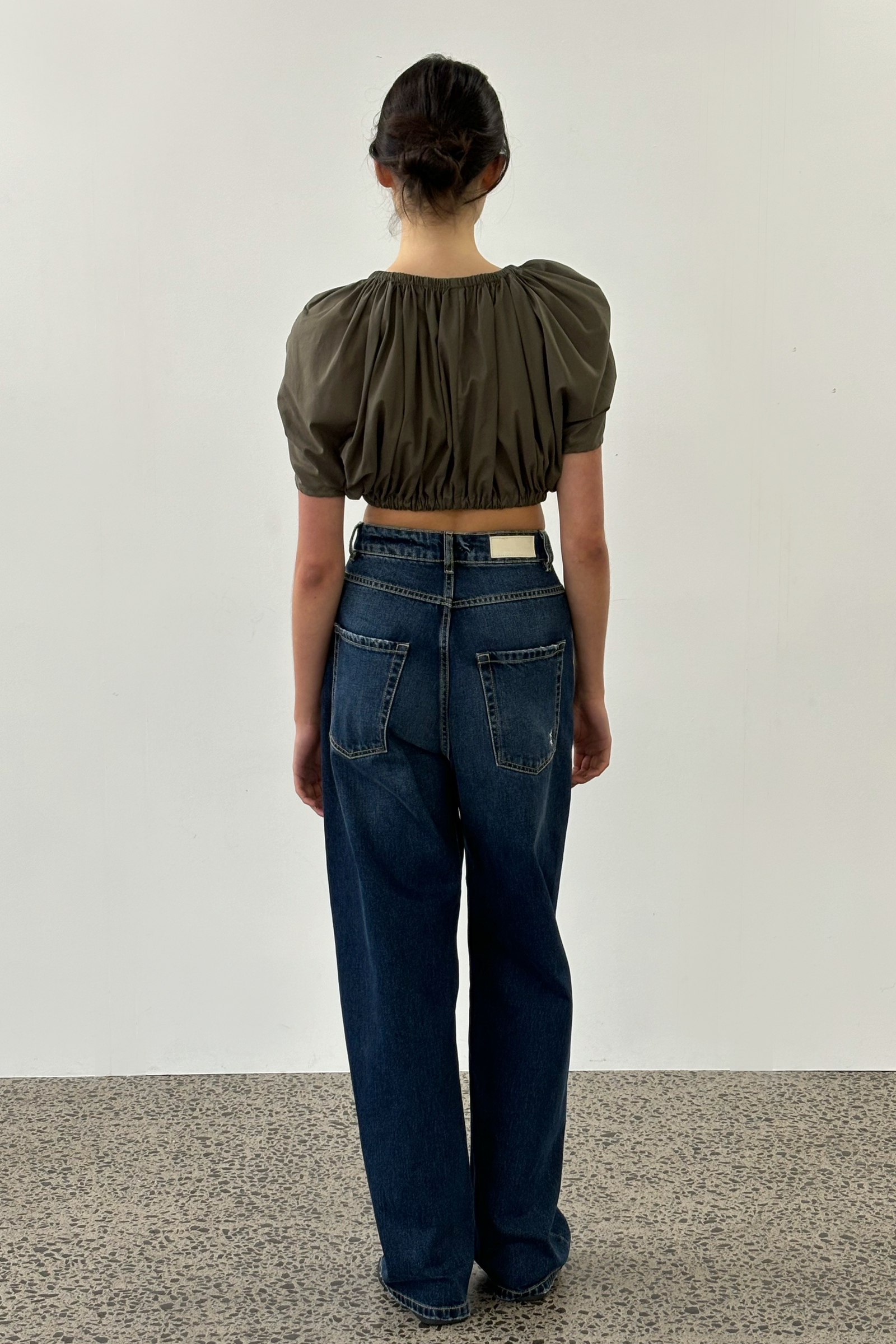 Bloom Cropped SS Blouse in Khaki