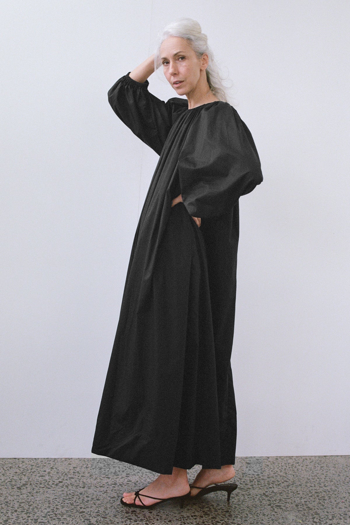 Bloom High-Neck Maxi Dress in Black