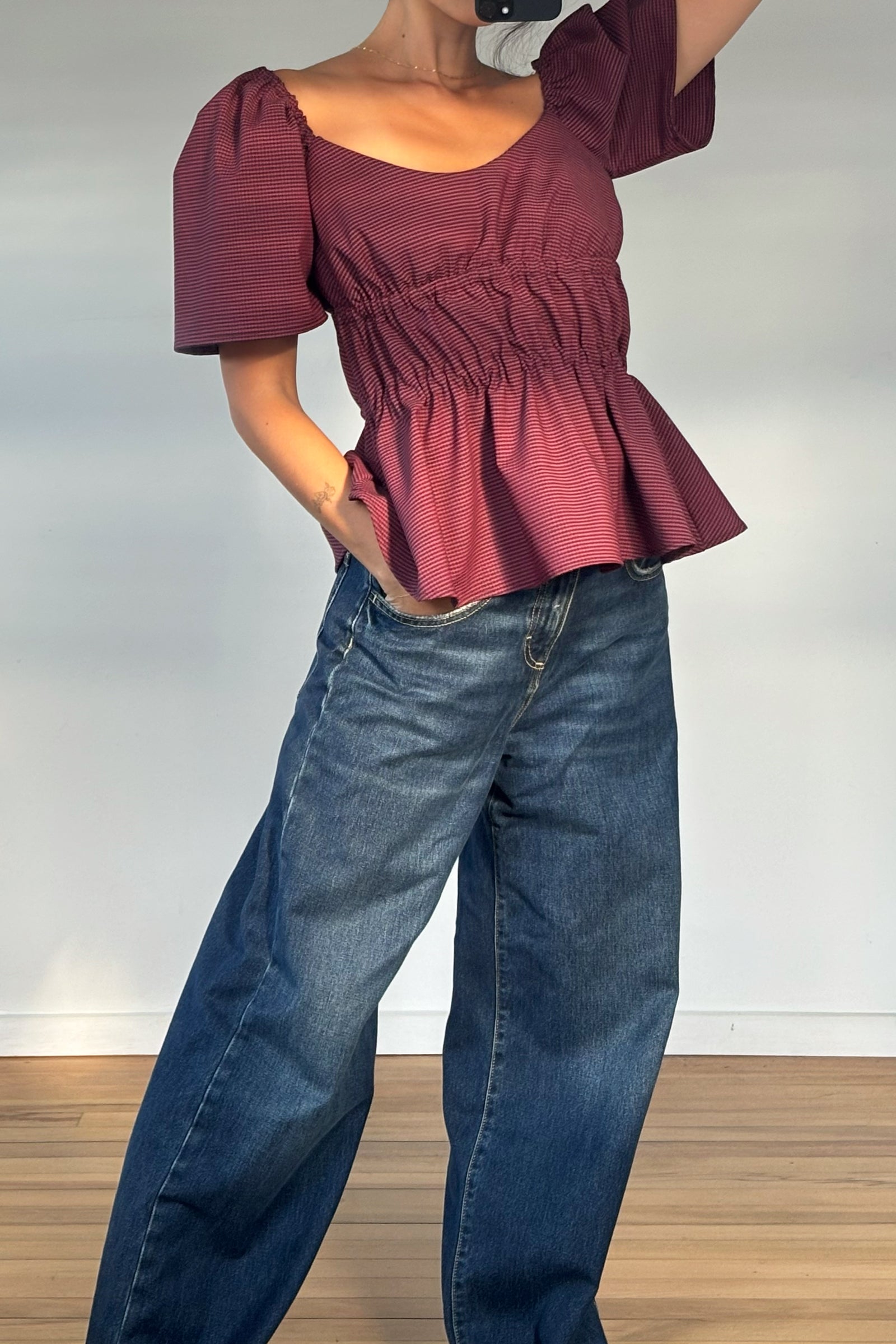 Bodice Top in Rose Gingham (Last one)