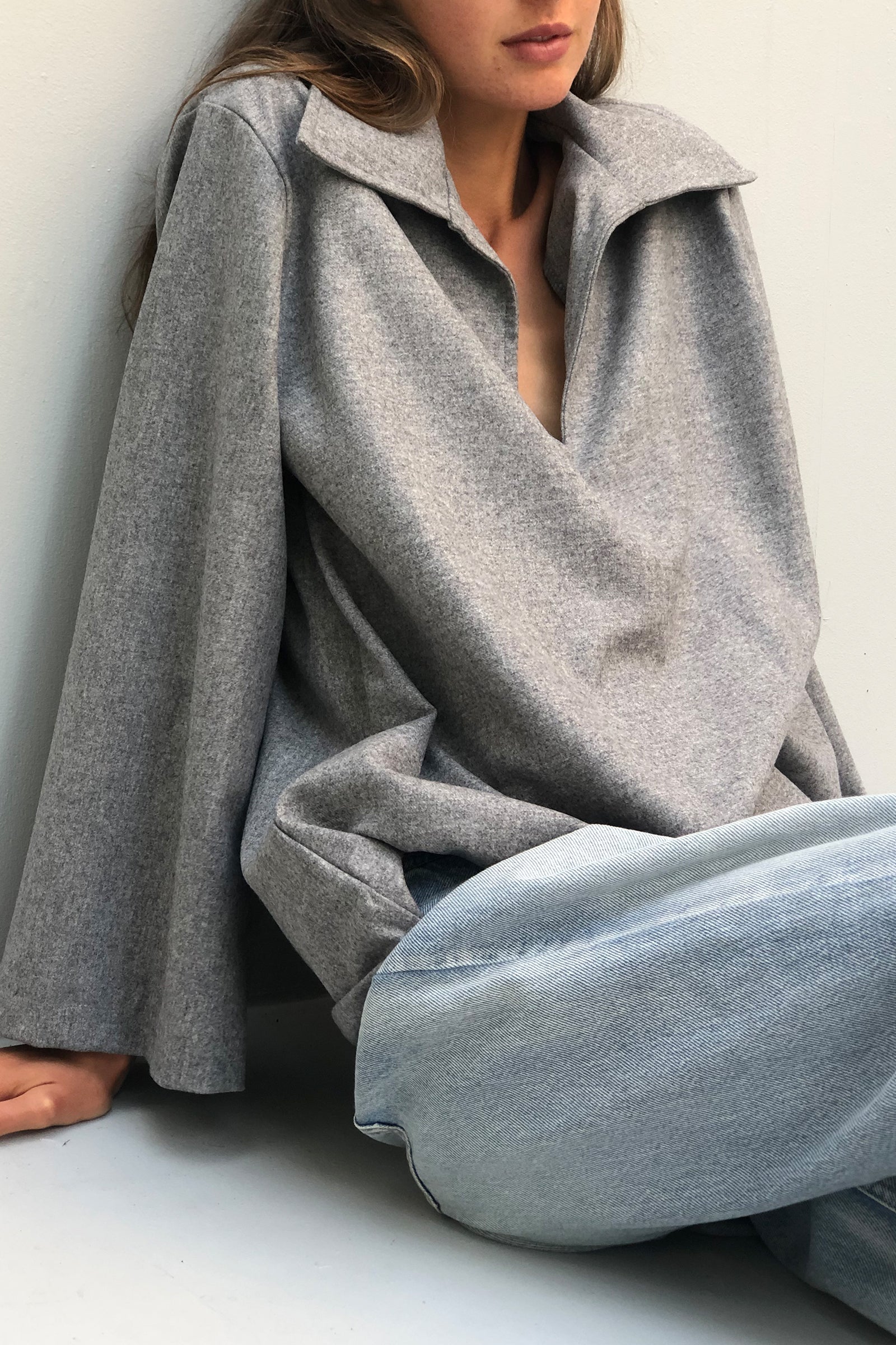 Polo Wool Jumper in Grey