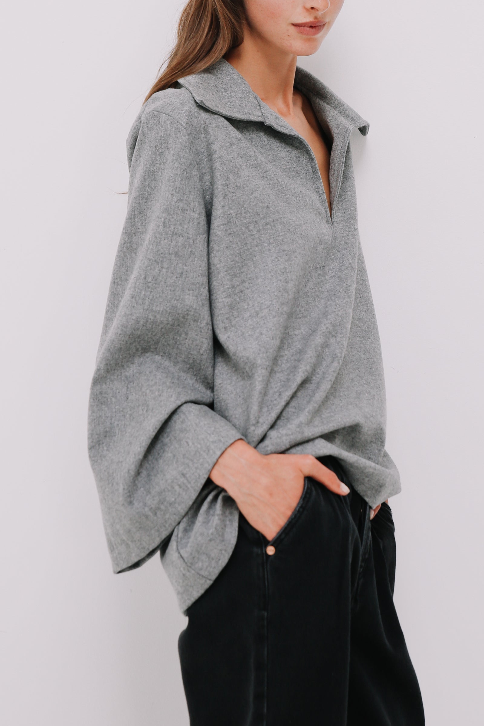 Polo Wool Jumper in Grey