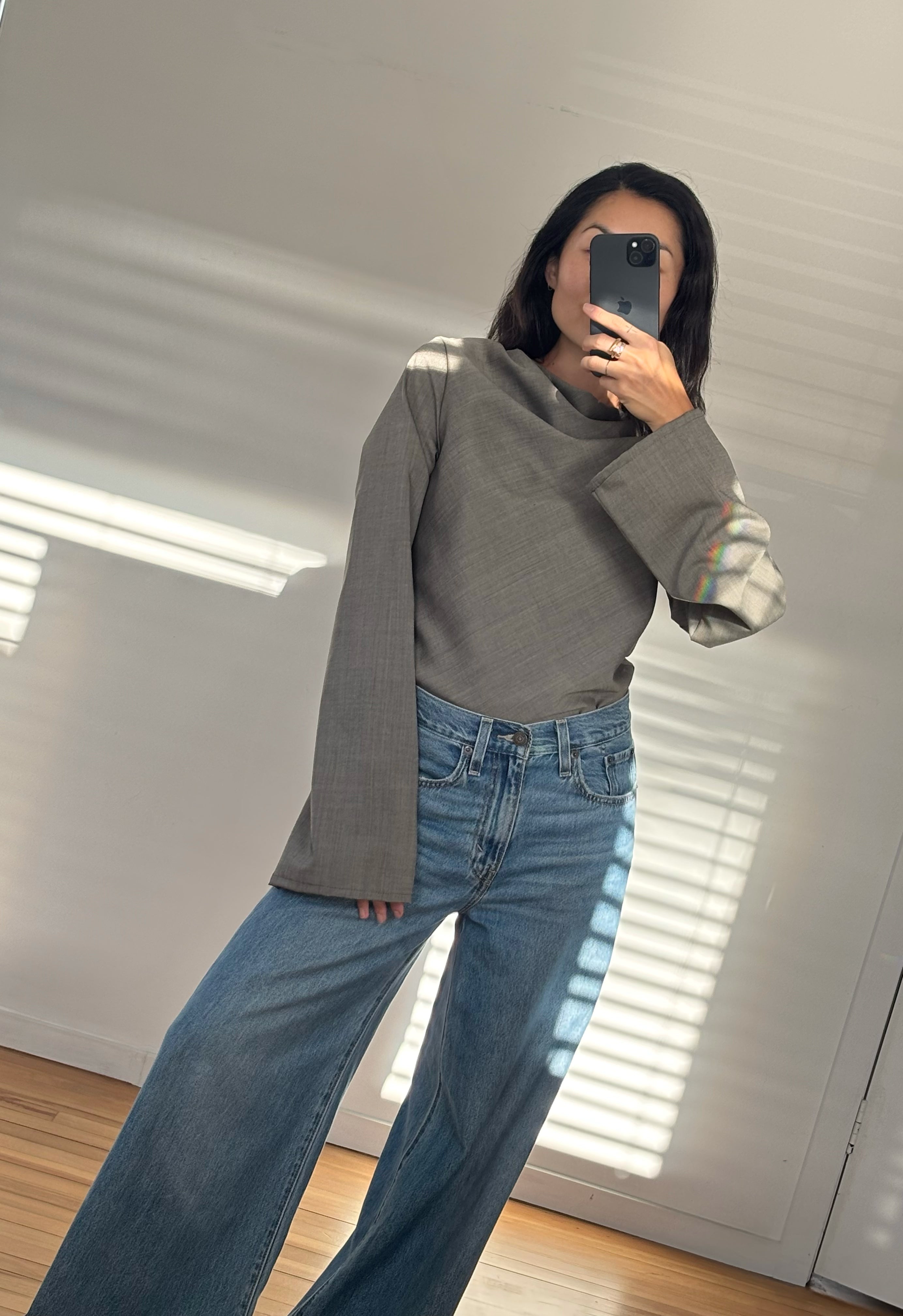 Cowl Blouse in Greige