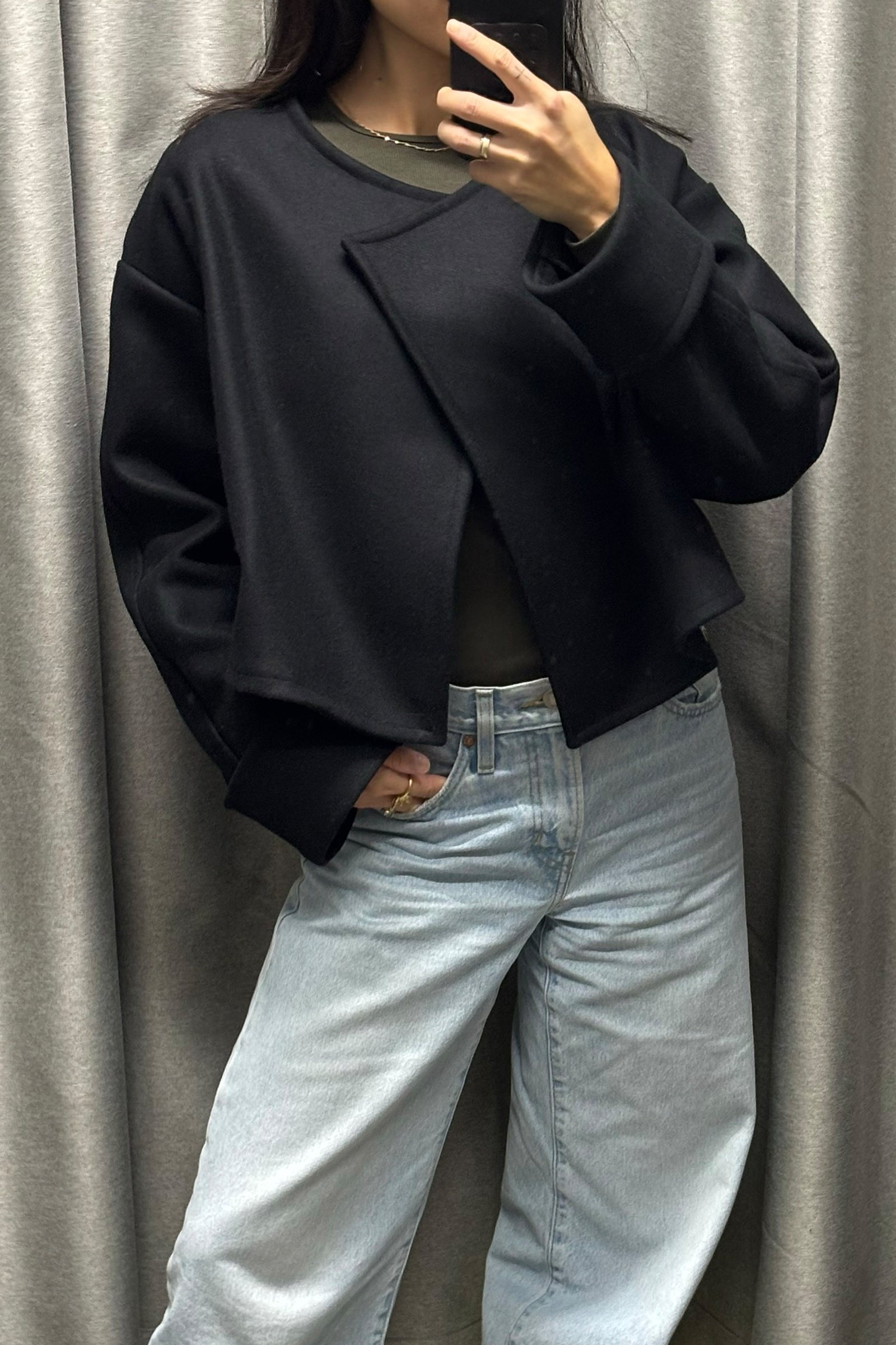 Cropped Wool Jacket in Black