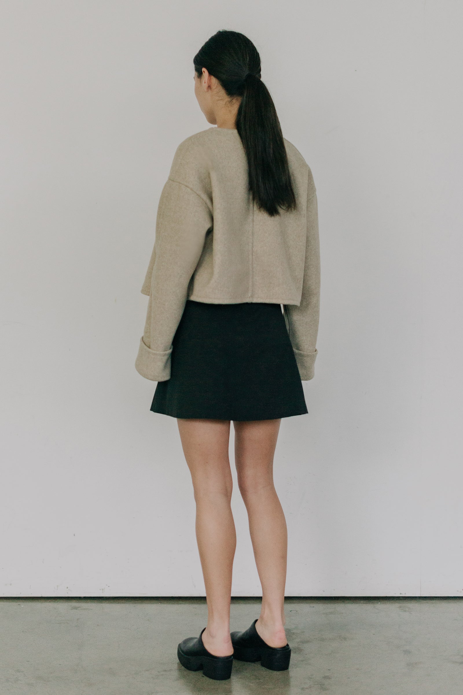 Cropped Wool Jacket in Oat
