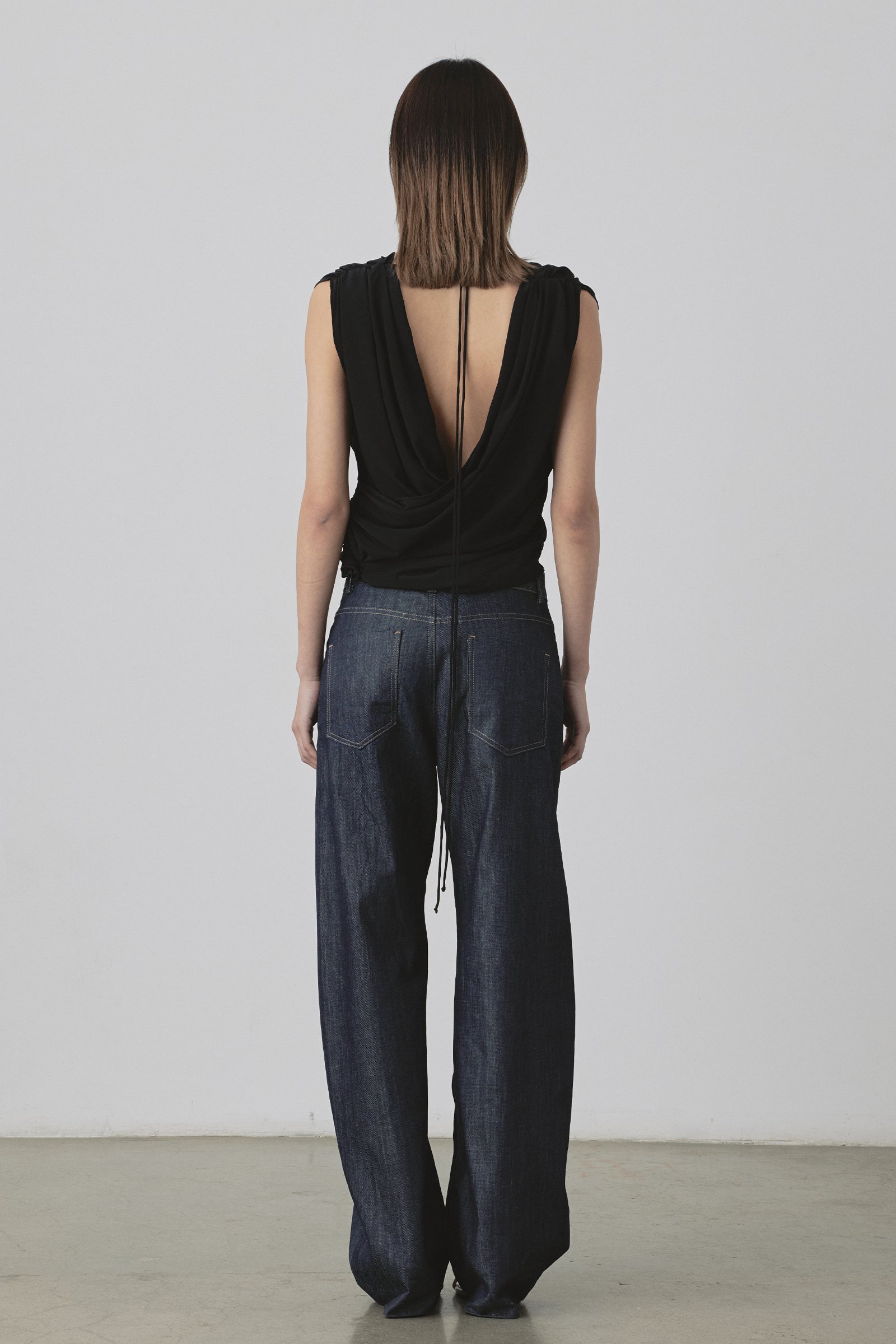 Drape Wrap Bodice Top in Black