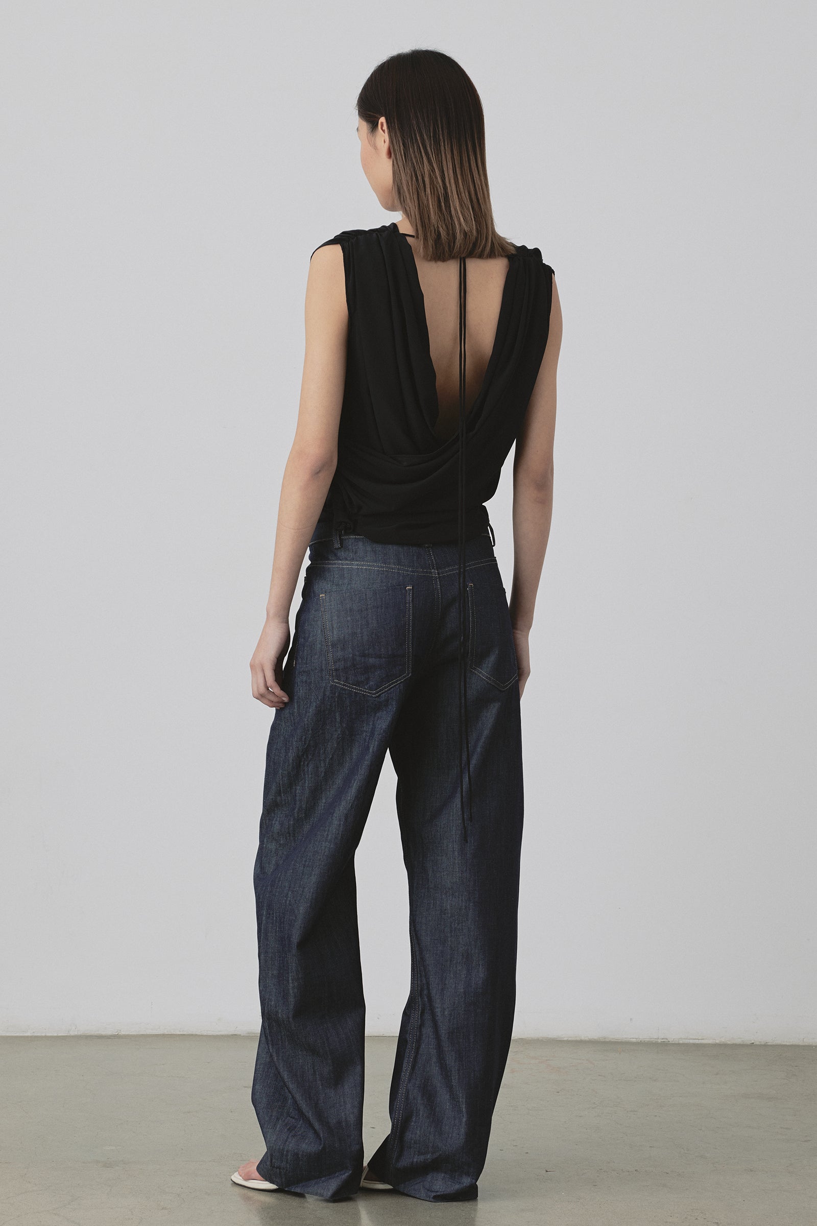 Drape Wrap Bodice Top in Black