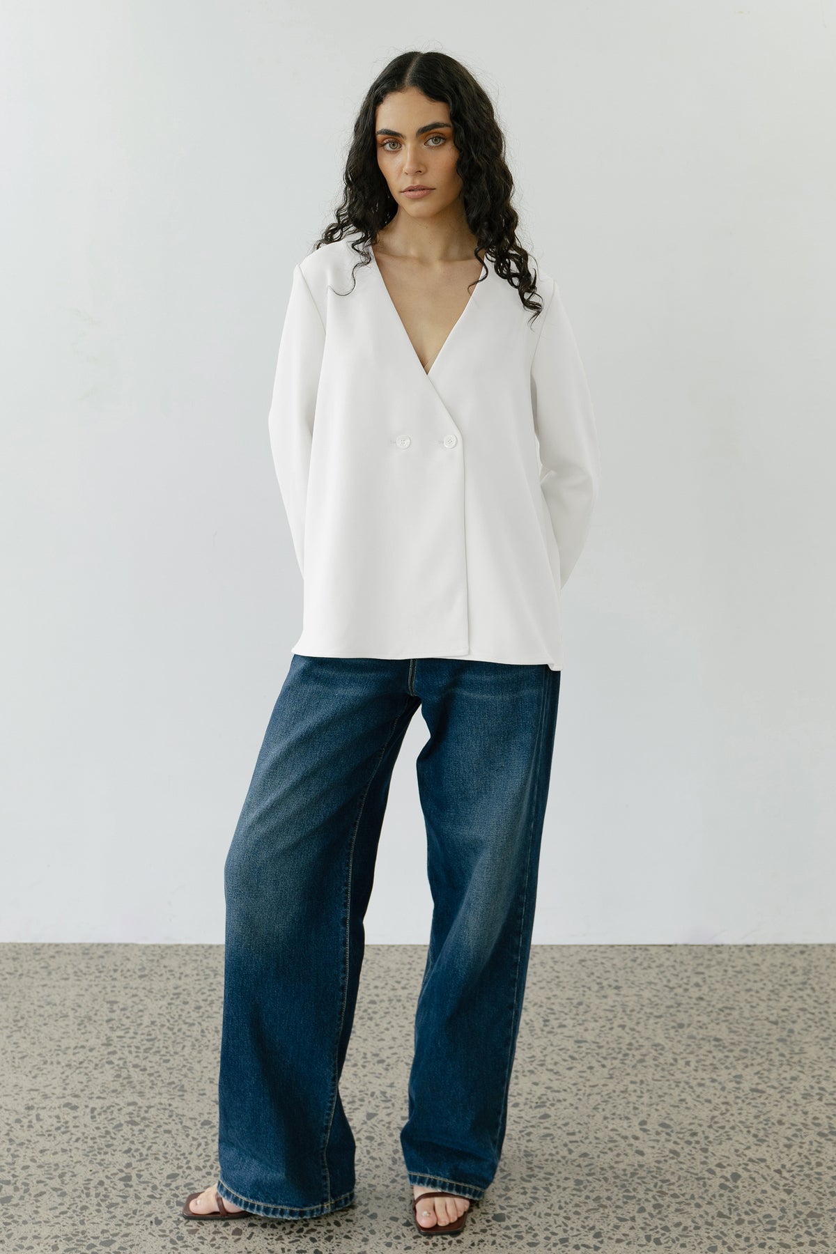 Ease Overshirt in Ivory Ellis Label - Main Image