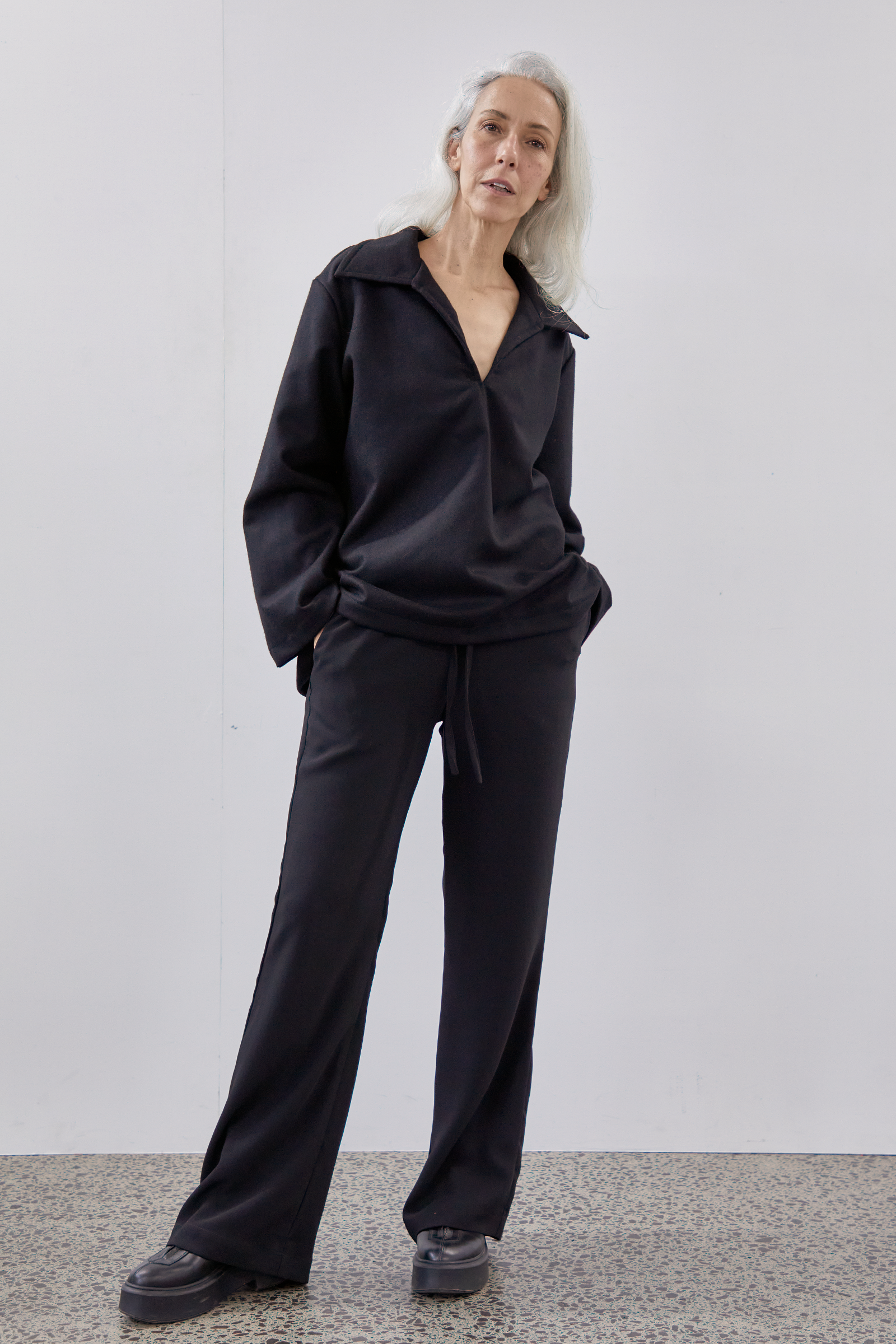 Polo Wool Jumper in Black