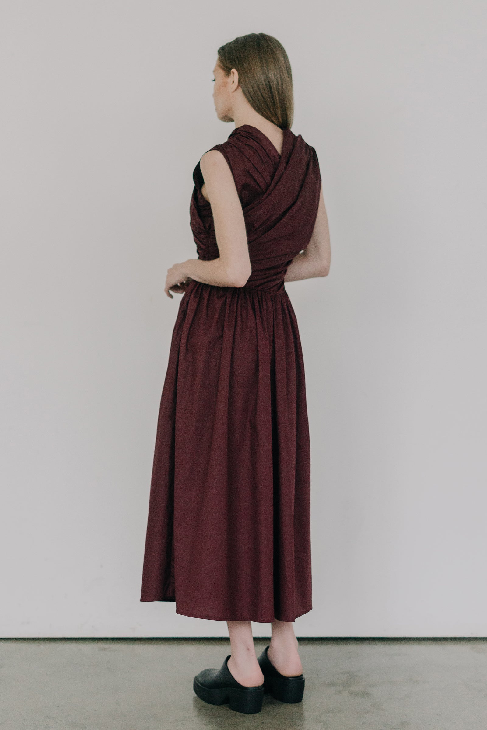 Wrap Bodice Dress in Burgundy
