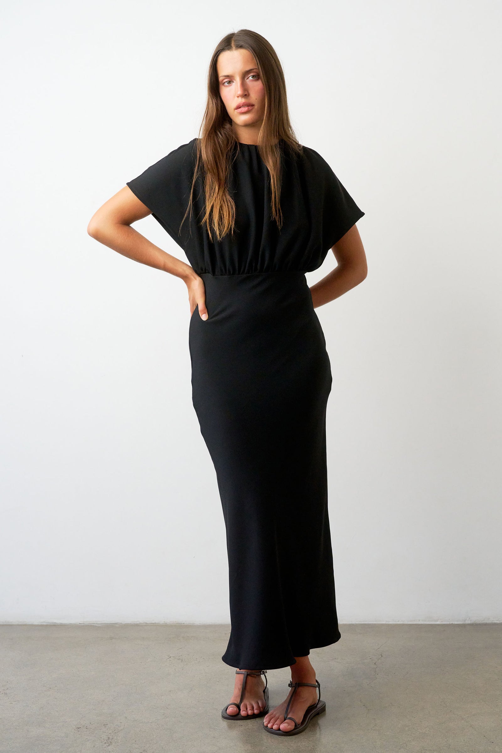 Vienna Relaxed Bias-cut Dress in Black