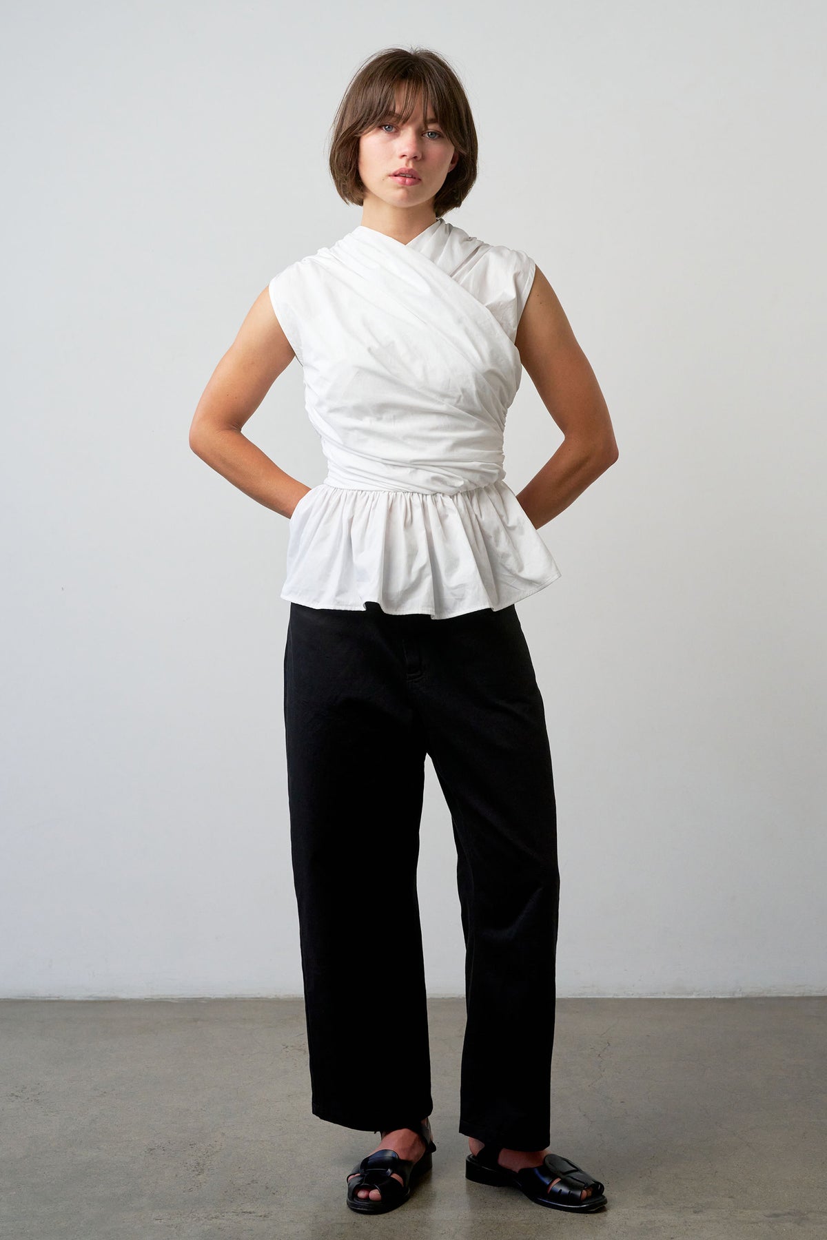 Wrap Bodice Deux Top in White Ellis Label - Main Image