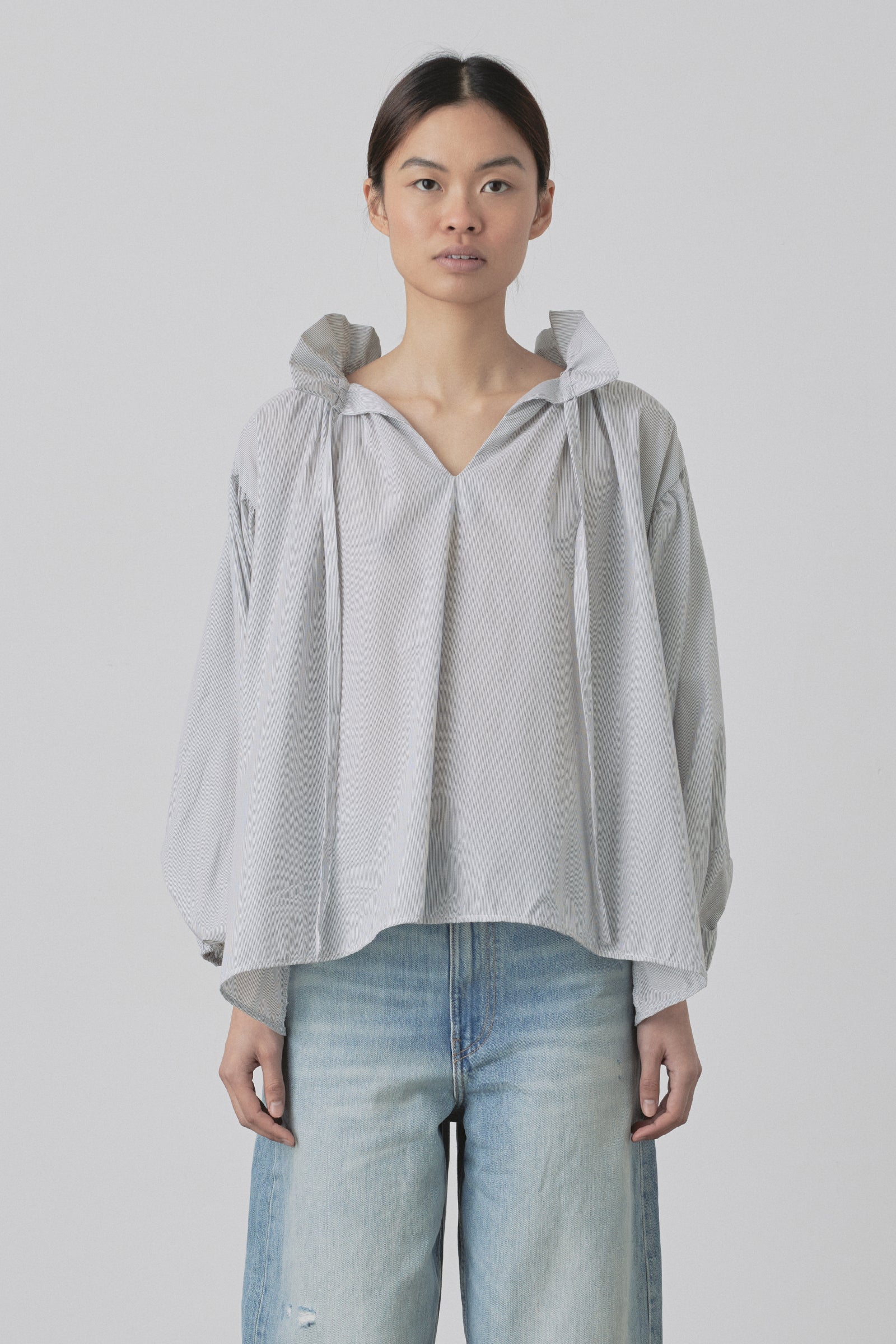 Nonna Blouse in Micro Stripe