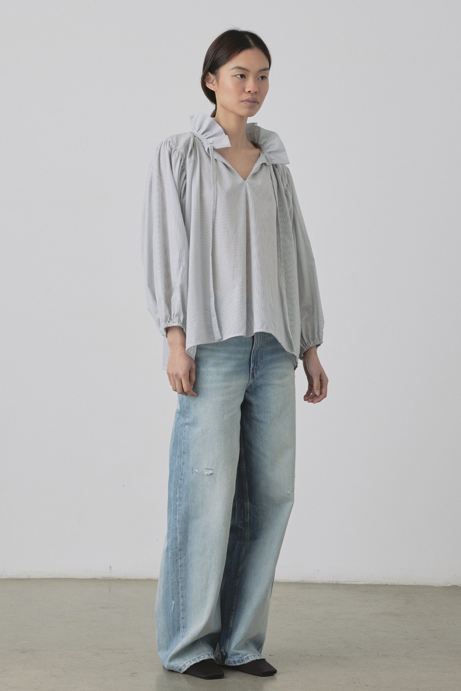 Nonna Blouse in Micro Stripe