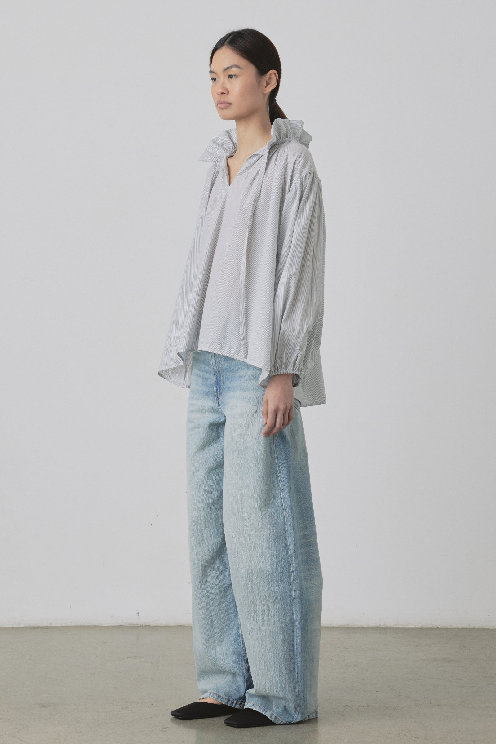 Nonna Blouse in Micro Stripe