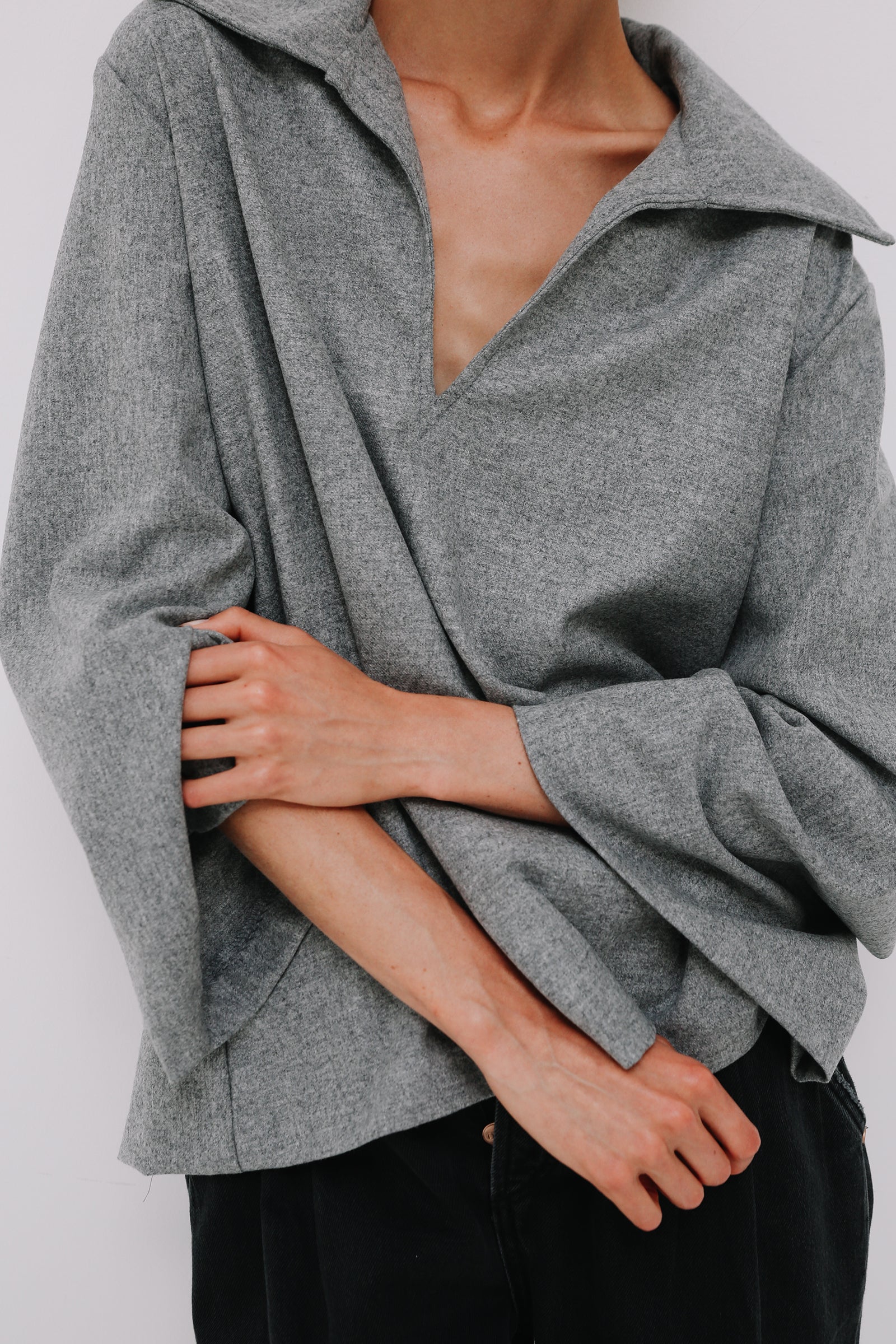 Polo Wool Jumper in Grey