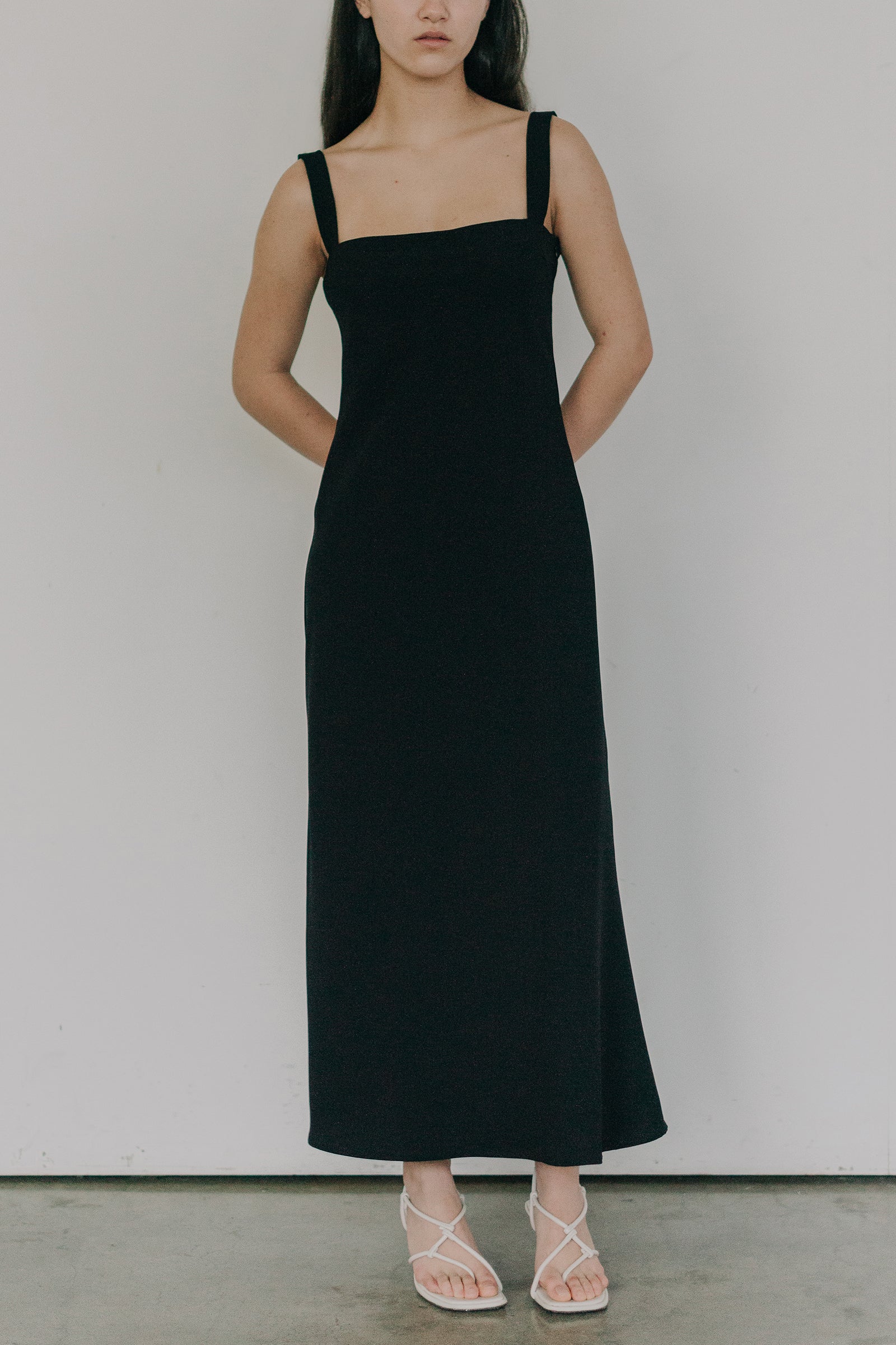 Sculpted Deux Slip Dress in Black