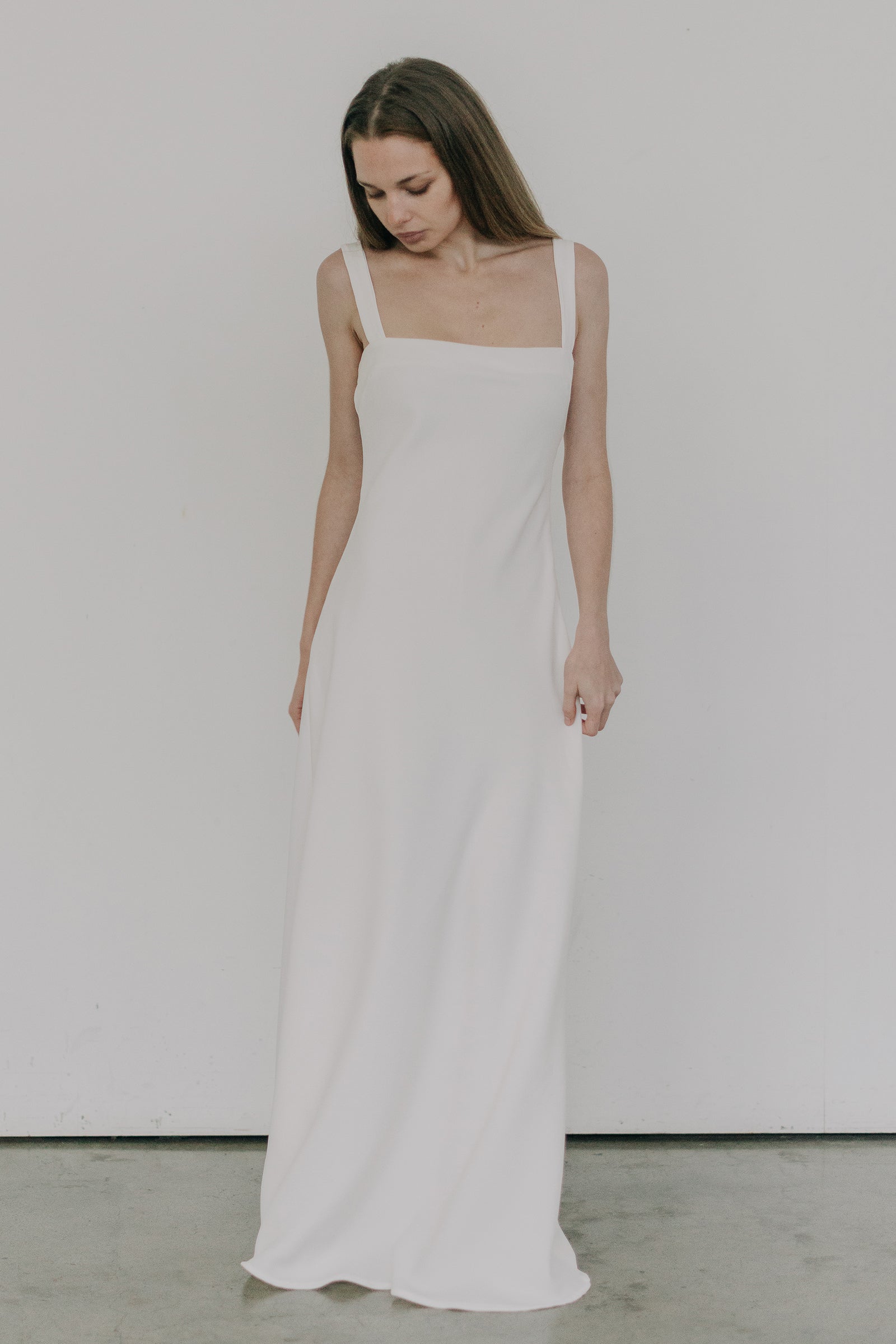 Sculpted Deux Long Slip Dress in Ivory