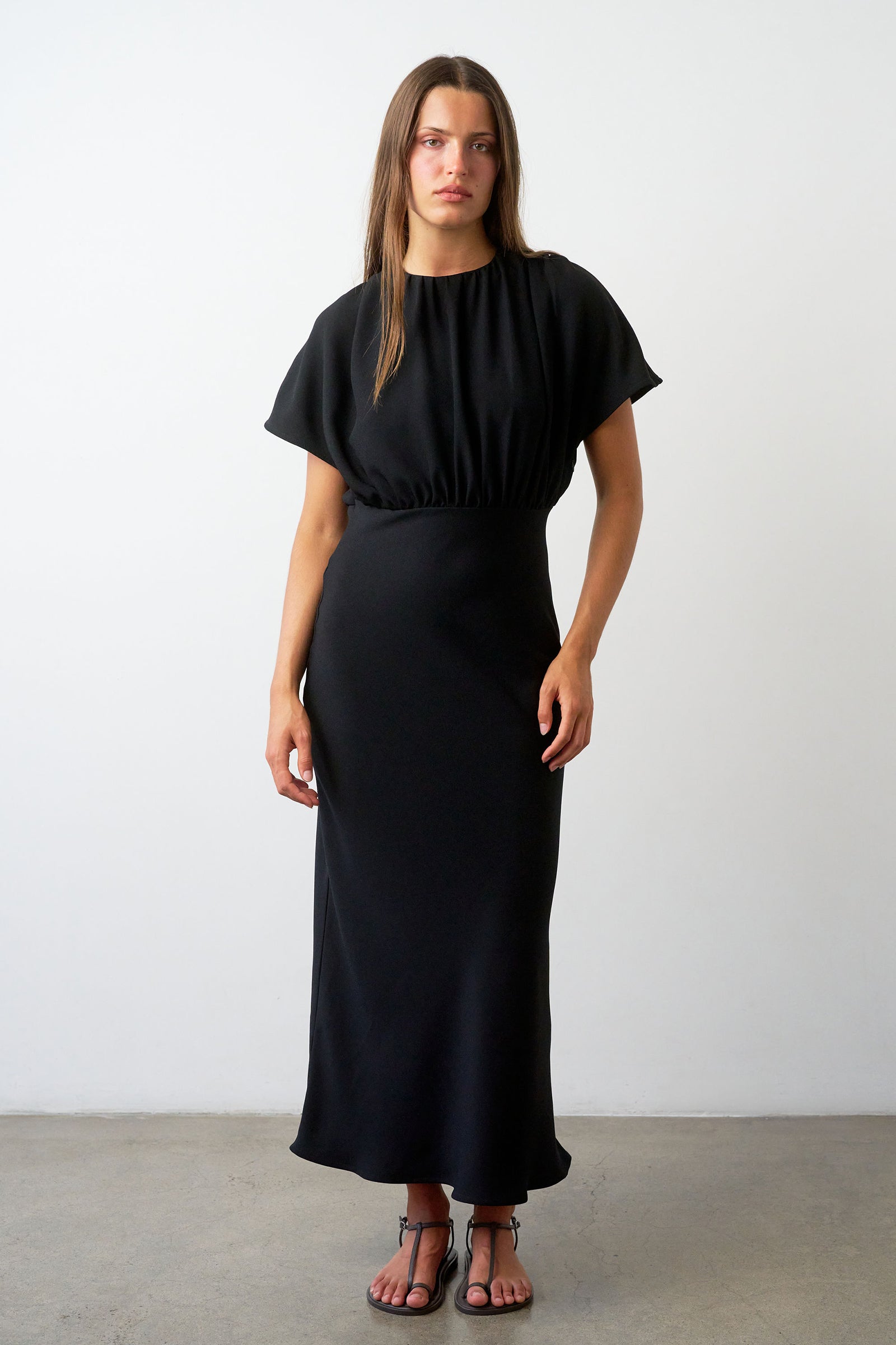 Vienna Relaxed Bias-cut Dress in Black
