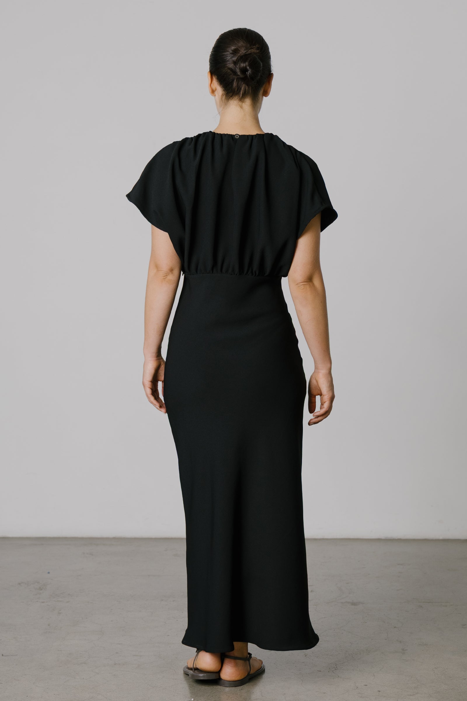 Vienna Relaxed Bias-cut Dress in Black