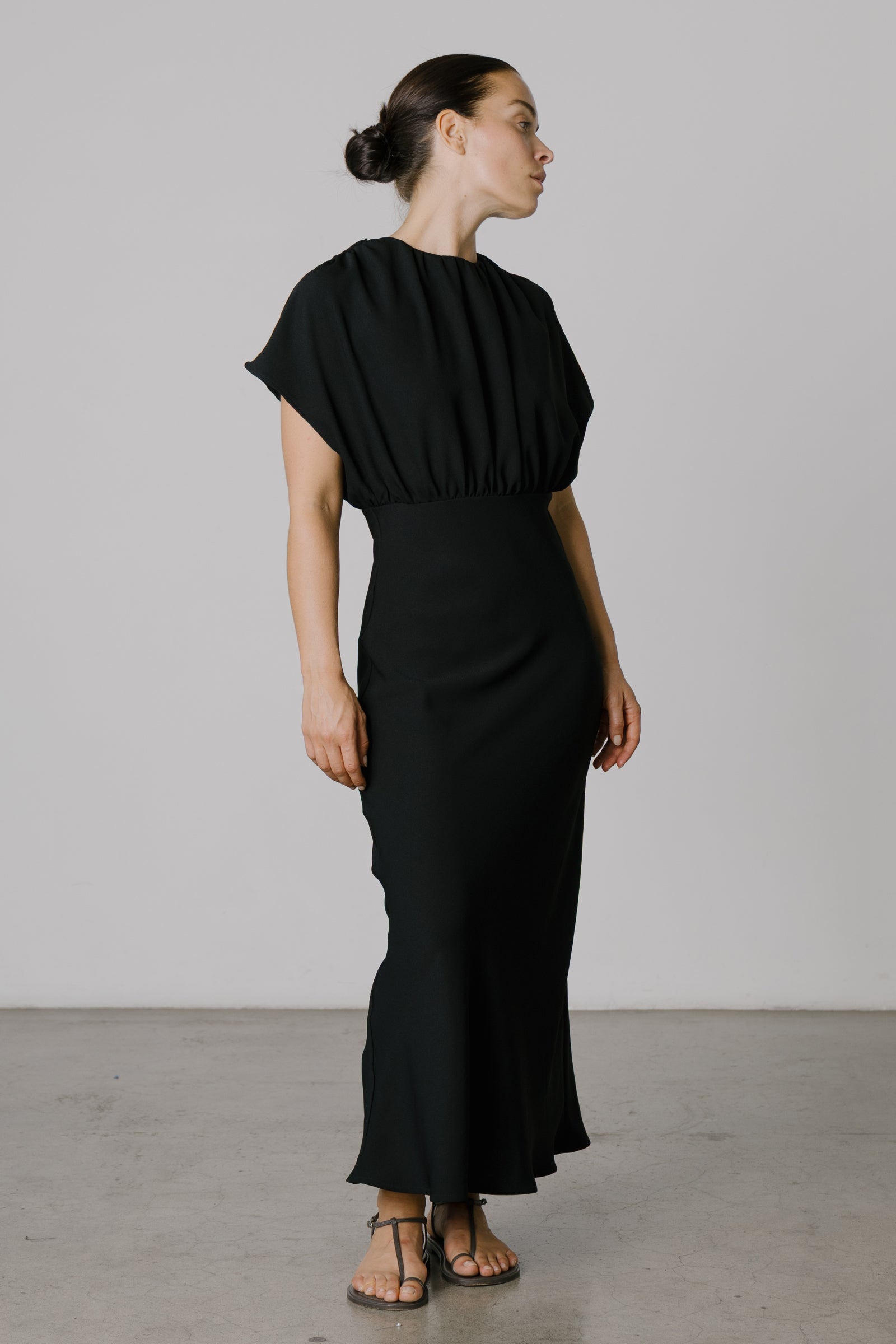Vienna Relaxed Bias-cut Dress in Black
