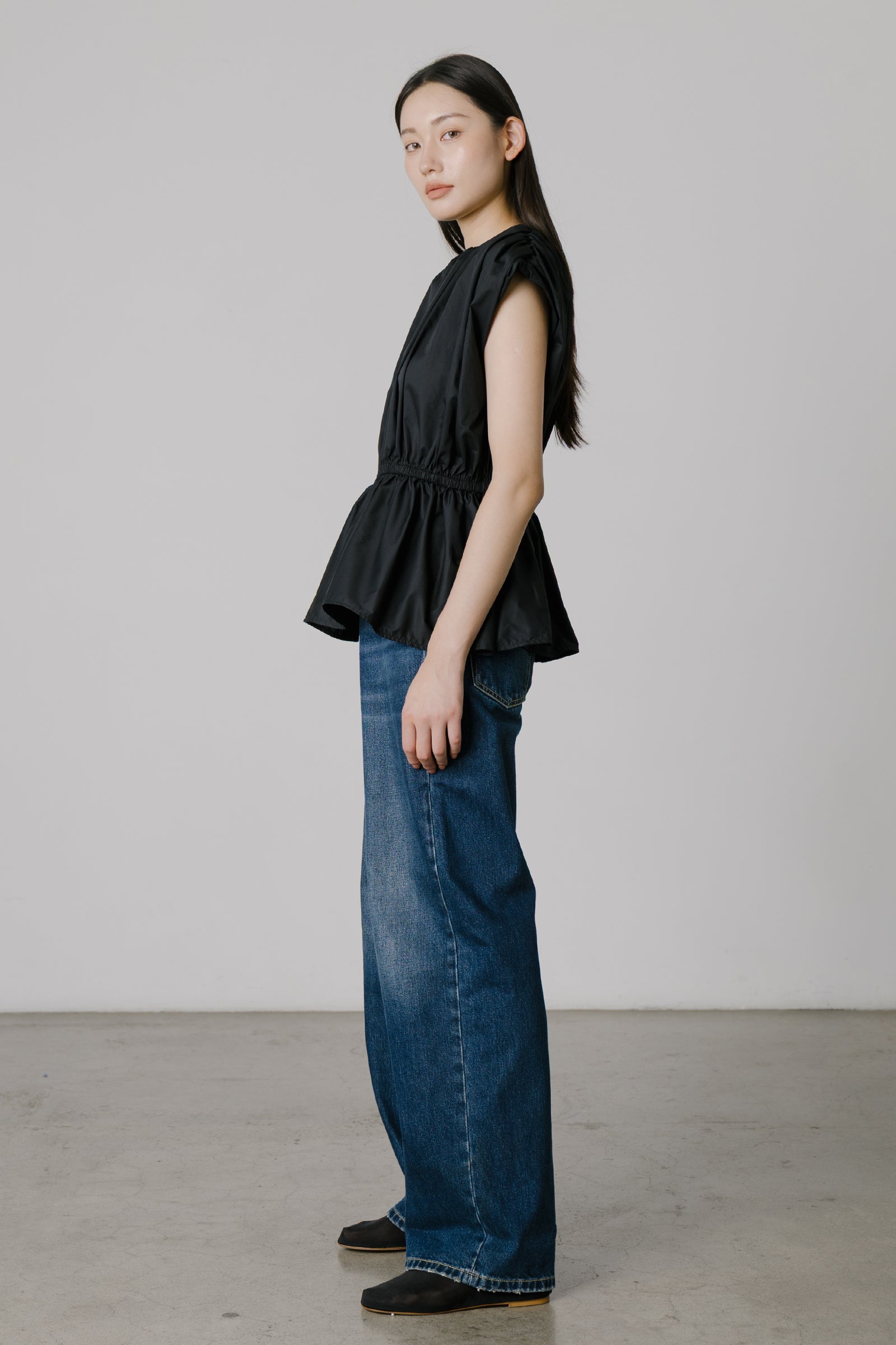 Vienna Gathered Top in Black