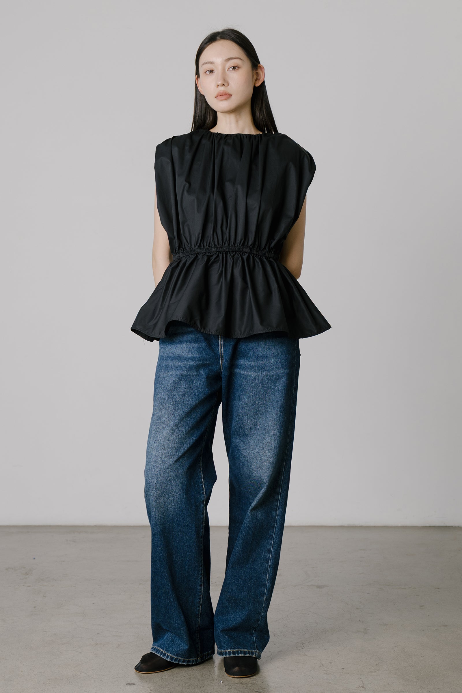 Vienna Gathered Top in Black