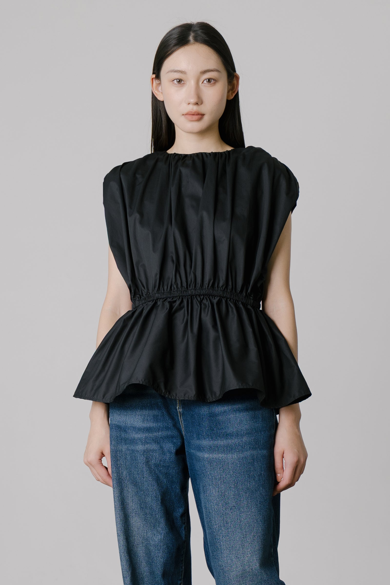 Vienna Gathered Top in Black