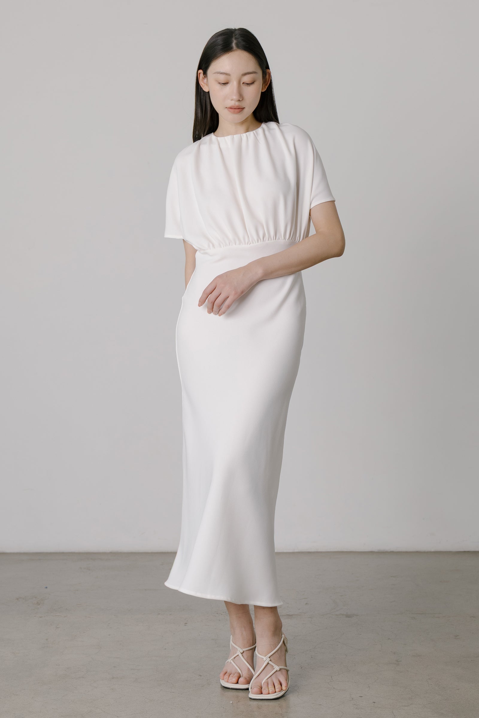 Vienna Relaxed Bias-cut Dress in Ivory