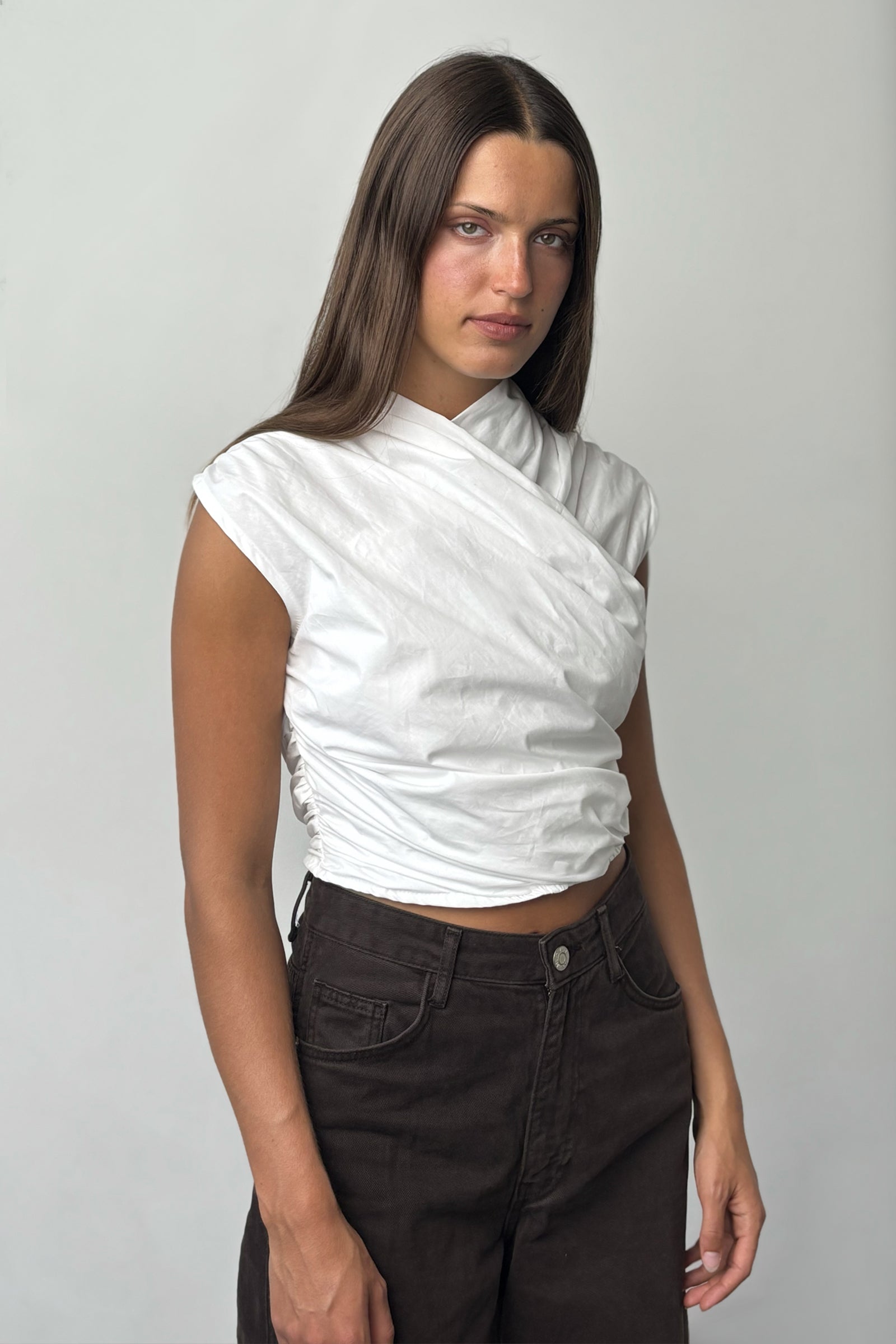 Wrap Bodice Top in White
