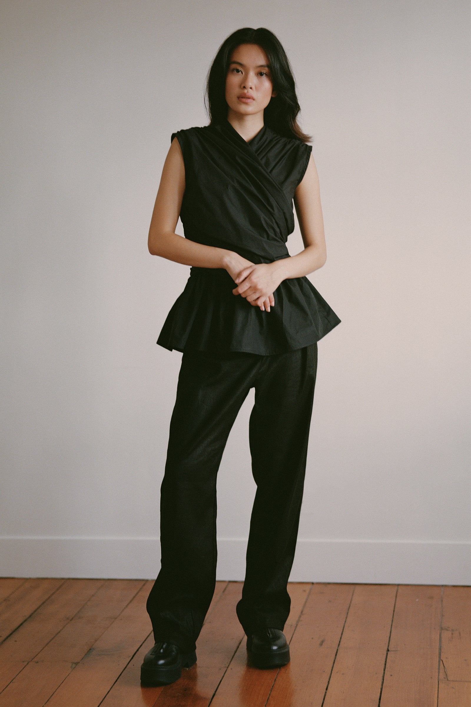 Wrap Bodice Deux Top in Black