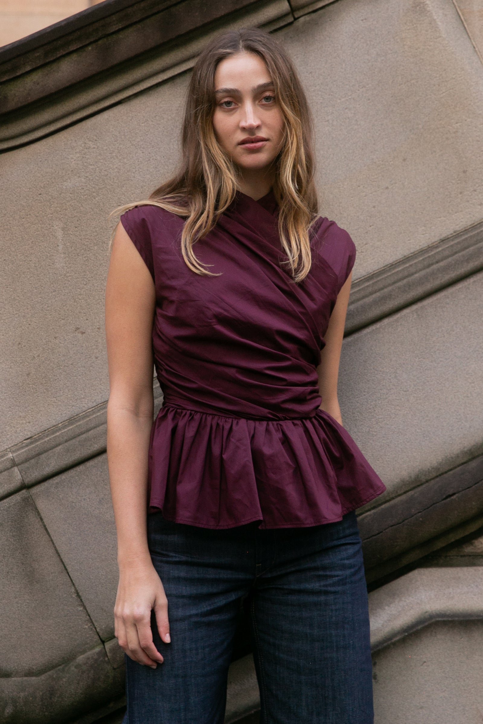 Wrap Bodice Deux Top in Burgundy