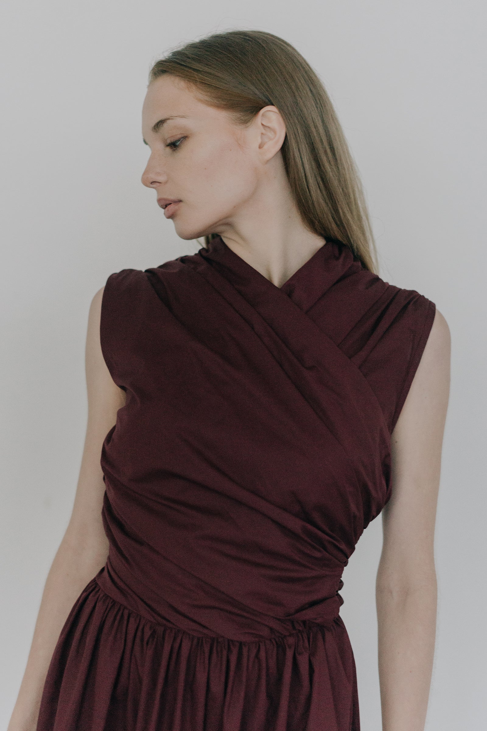 Wrap Bodice Deux Top in Burgundy