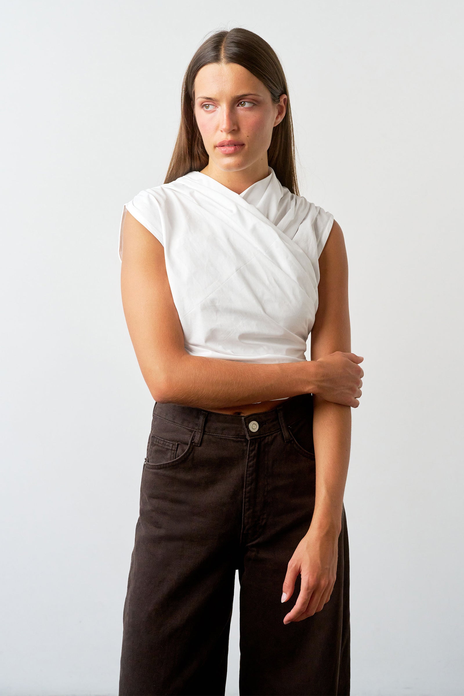 Wrap Bodice Top in White