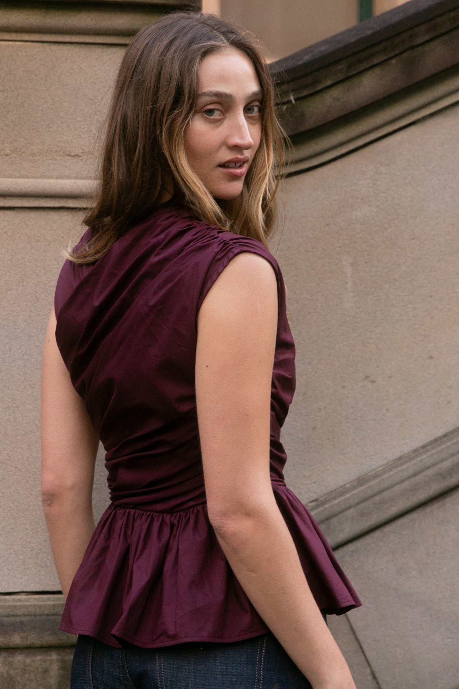 Wrap Bodice Deux Top in Burgundy