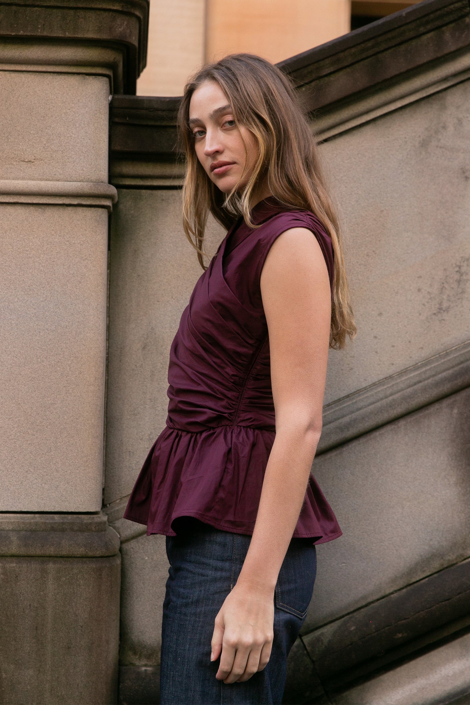 Wrap Bodice Deux Top in Burgundy