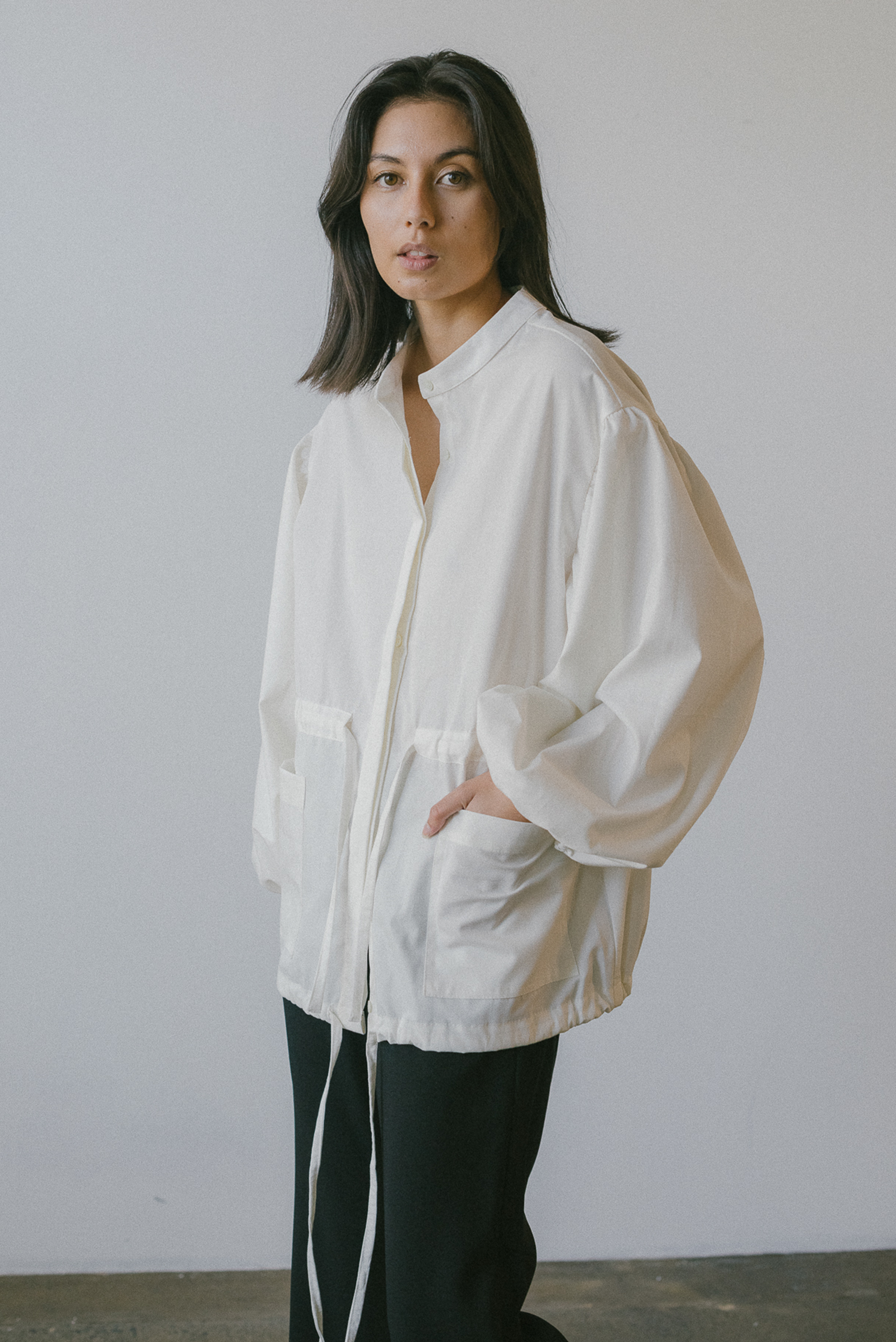 Drawstring Jacket in Ivory
