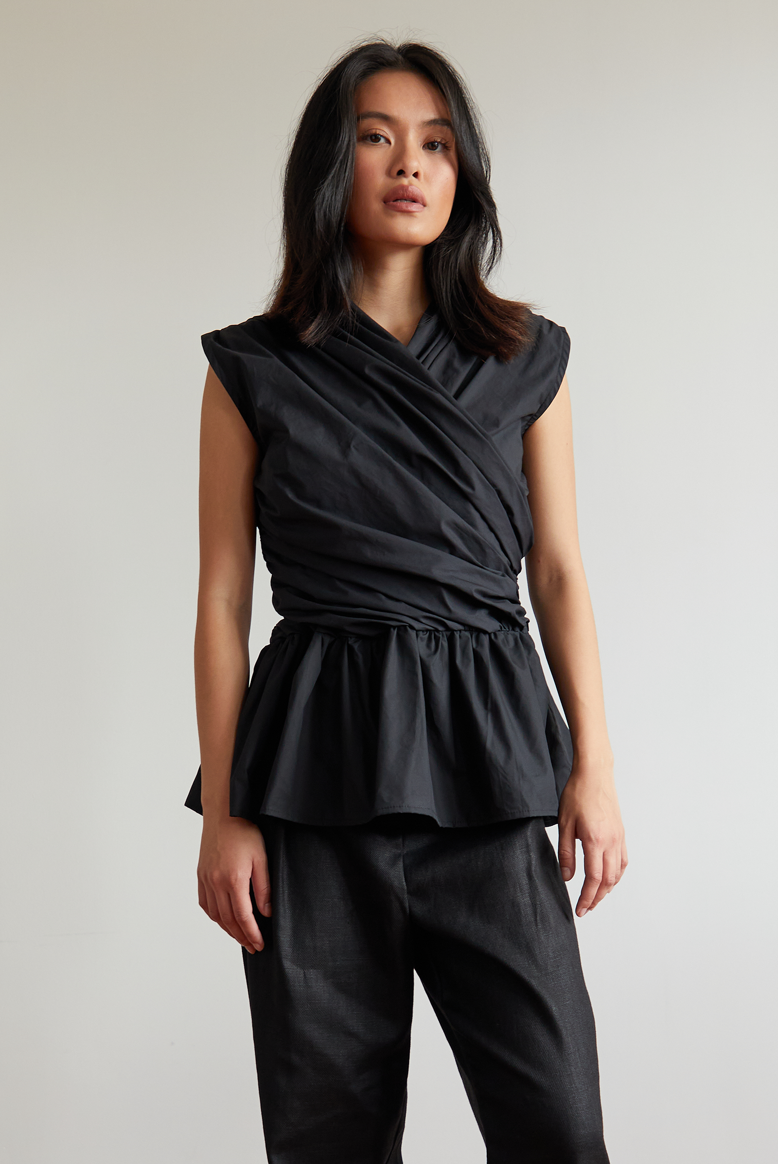 Wrap Bodice Deux Top in Lemon Cyan Check (Limited edition)