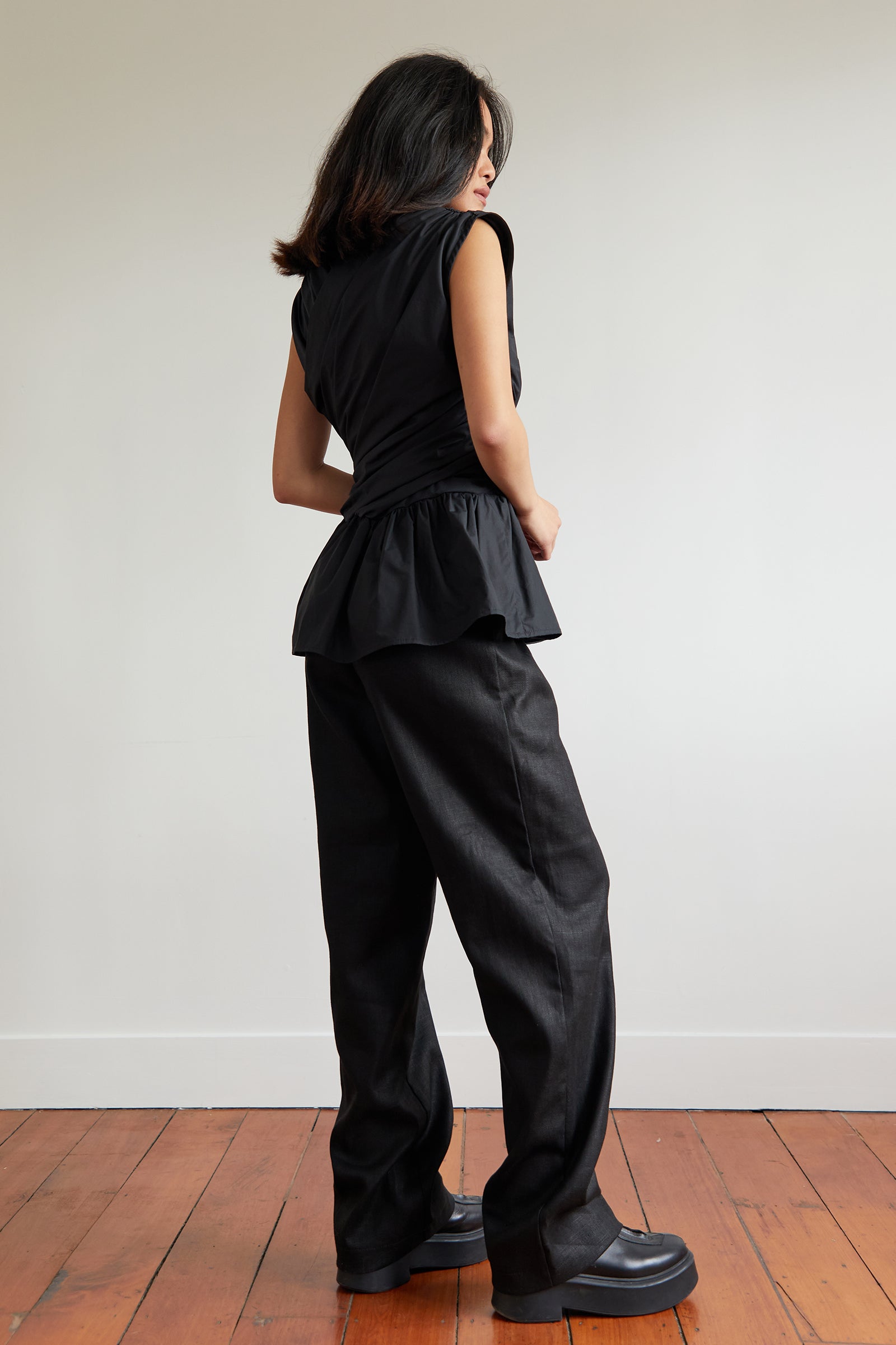 Wrap Bodice Deux Top in Black