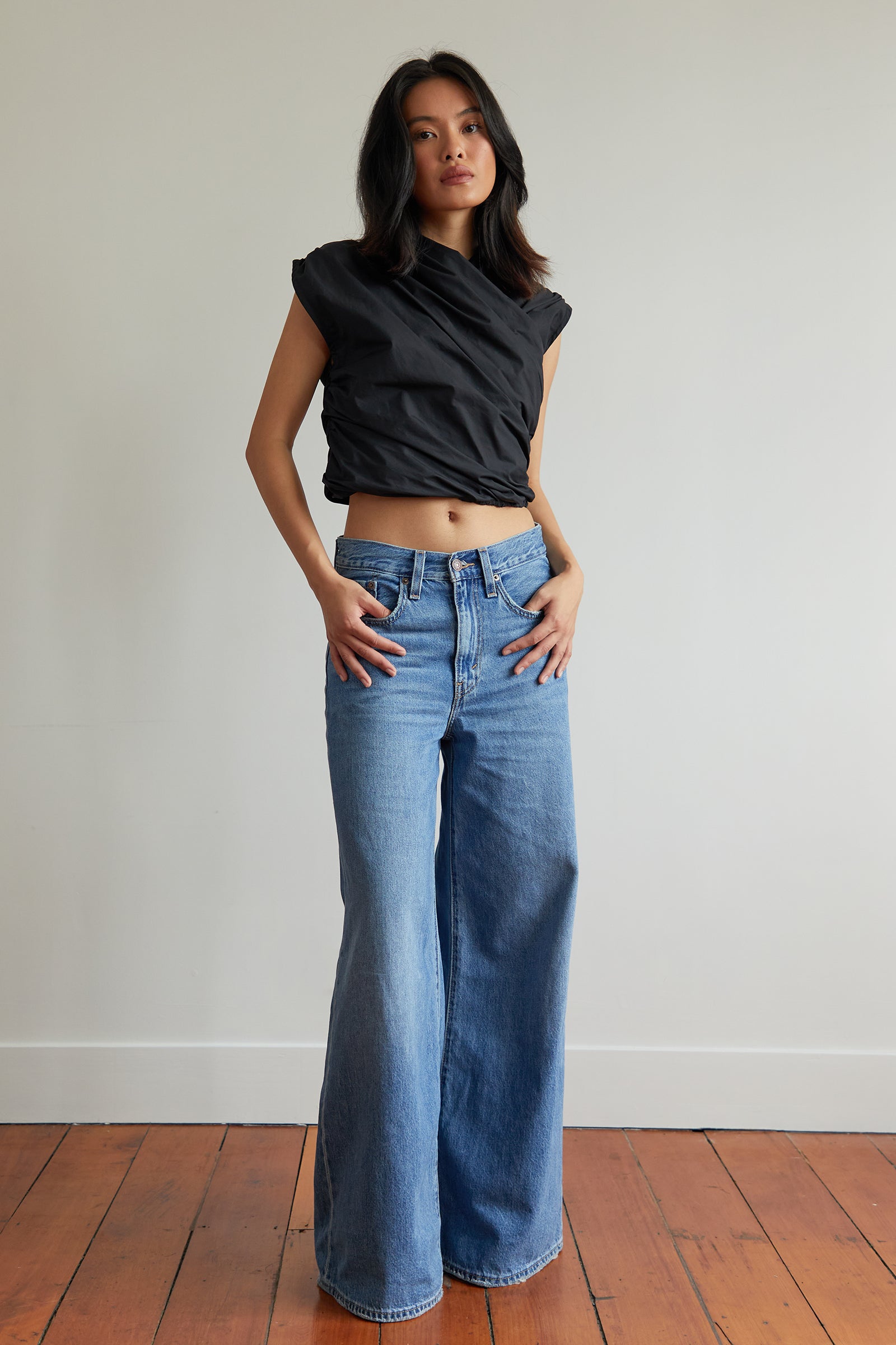 Wrap Bodice Top in Black