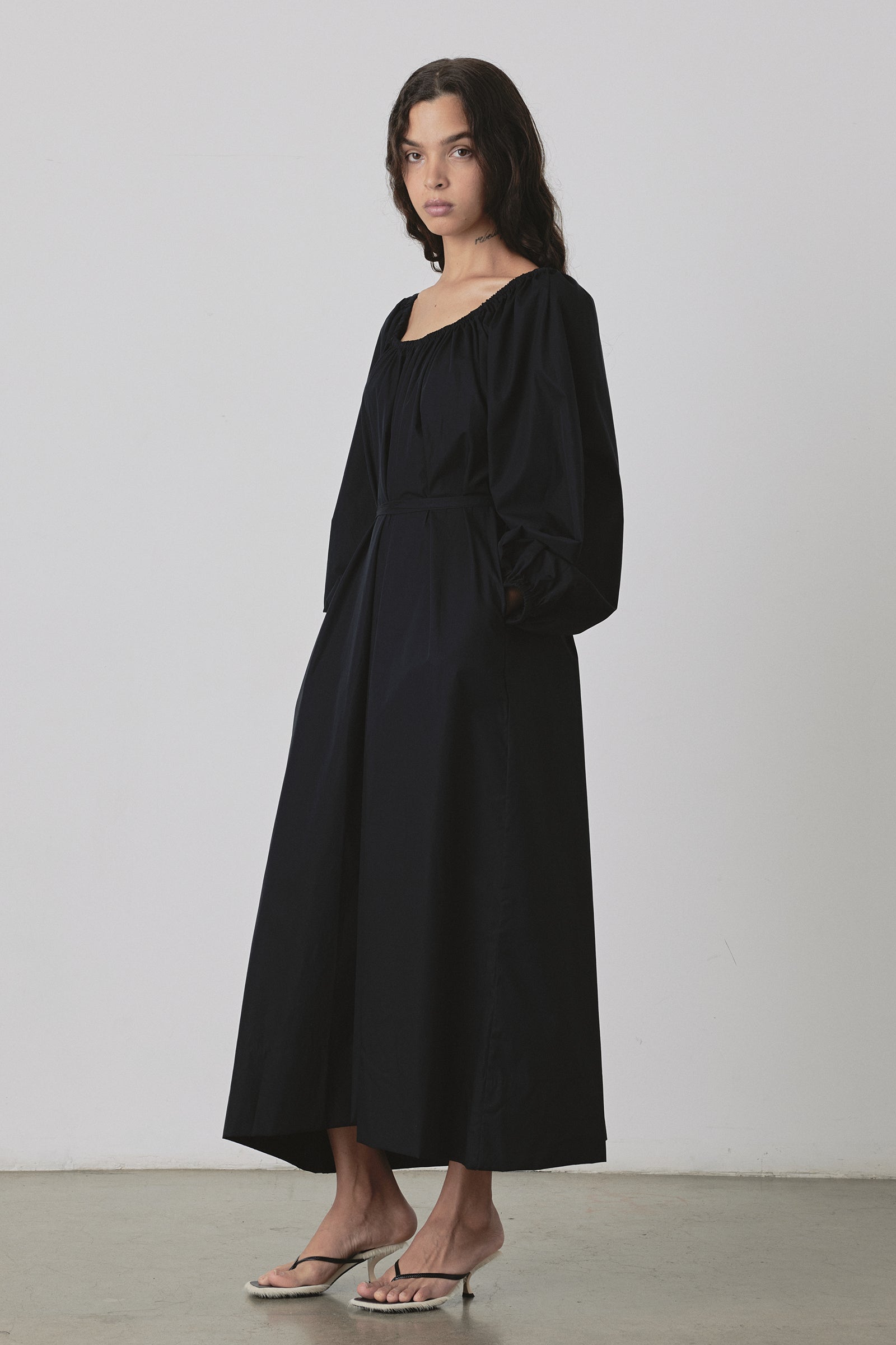Bloom U-Neck Maxi Dress in Black
