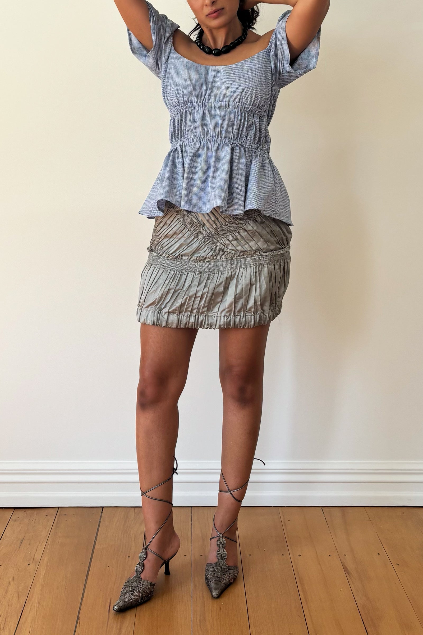 Bodice Top in Micro Check (Limited Edition)