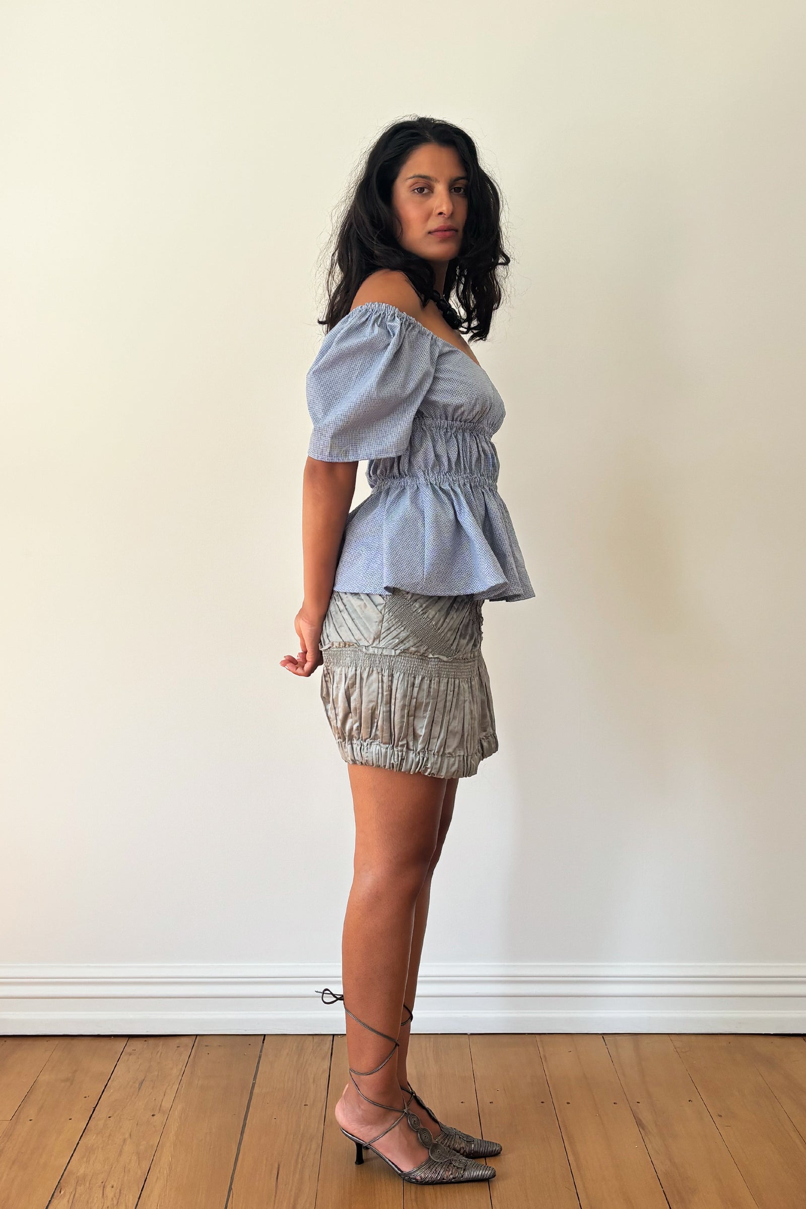 Bodice Top in Micro Check (Limited Edition)