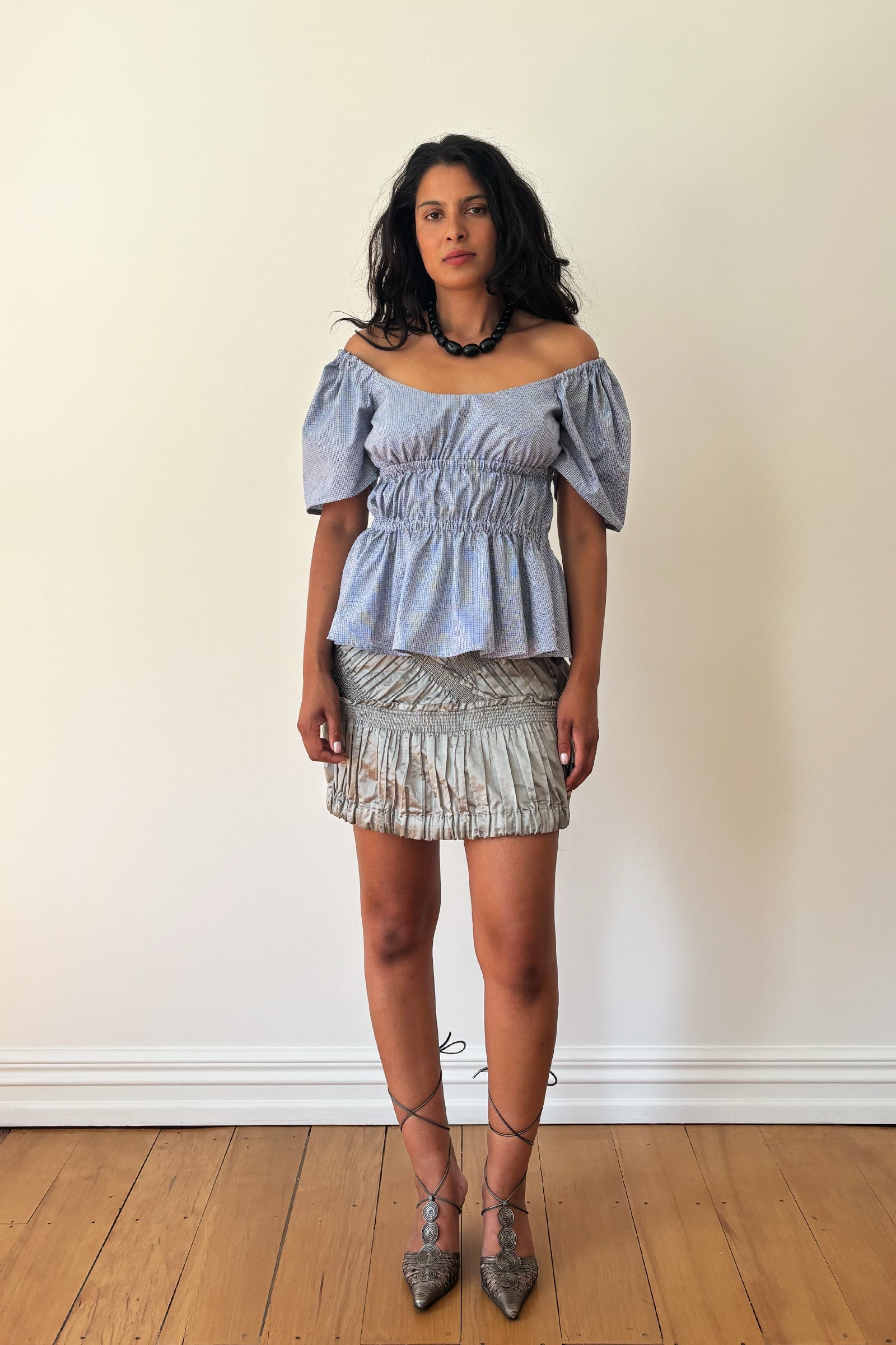 Bodice Top in Micro Check (Limited Edition)