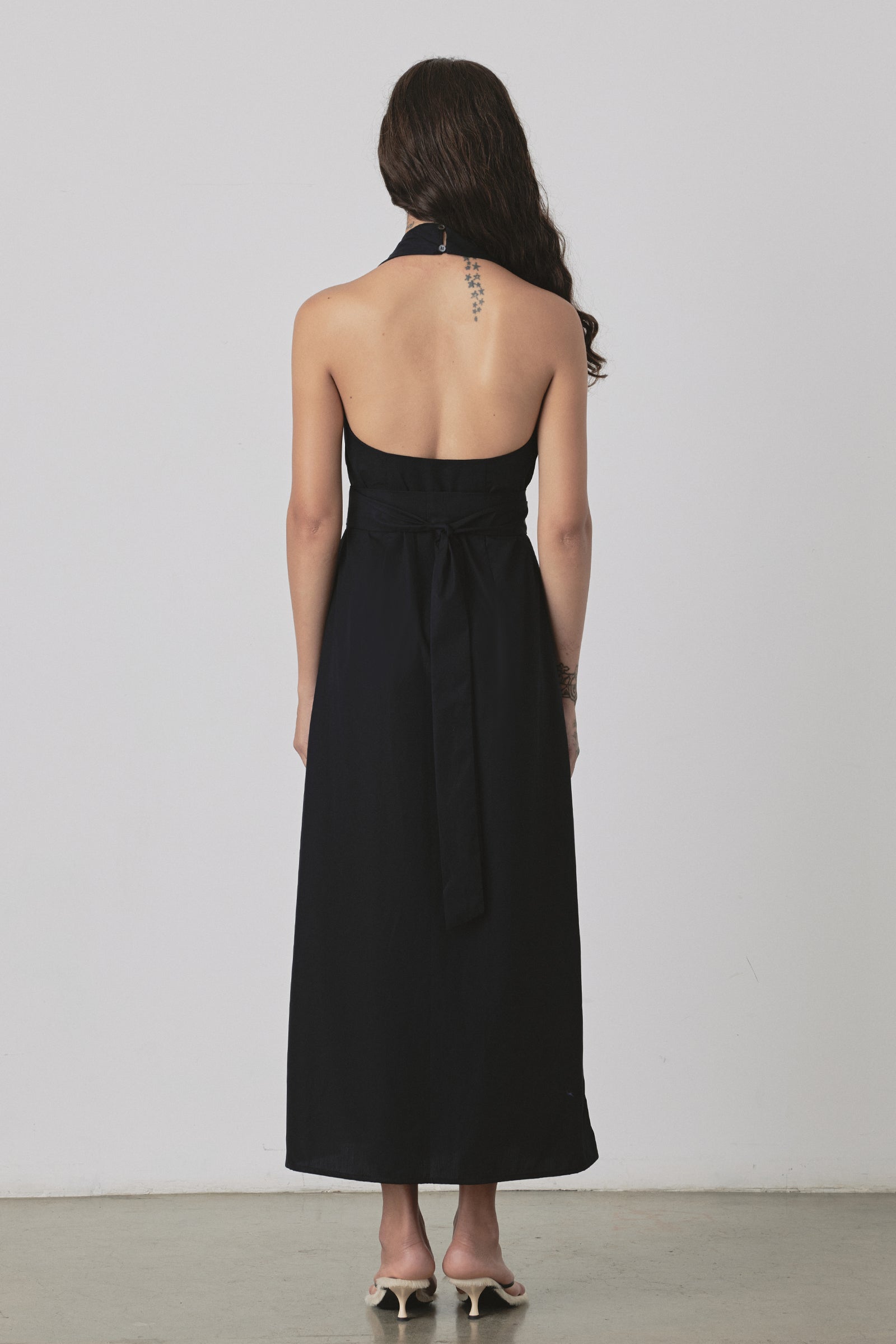 Crossover Halter Dress in Black