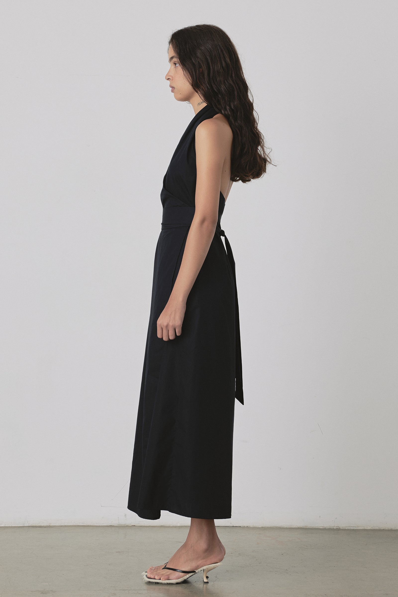 Crossover Halter Dress in Black