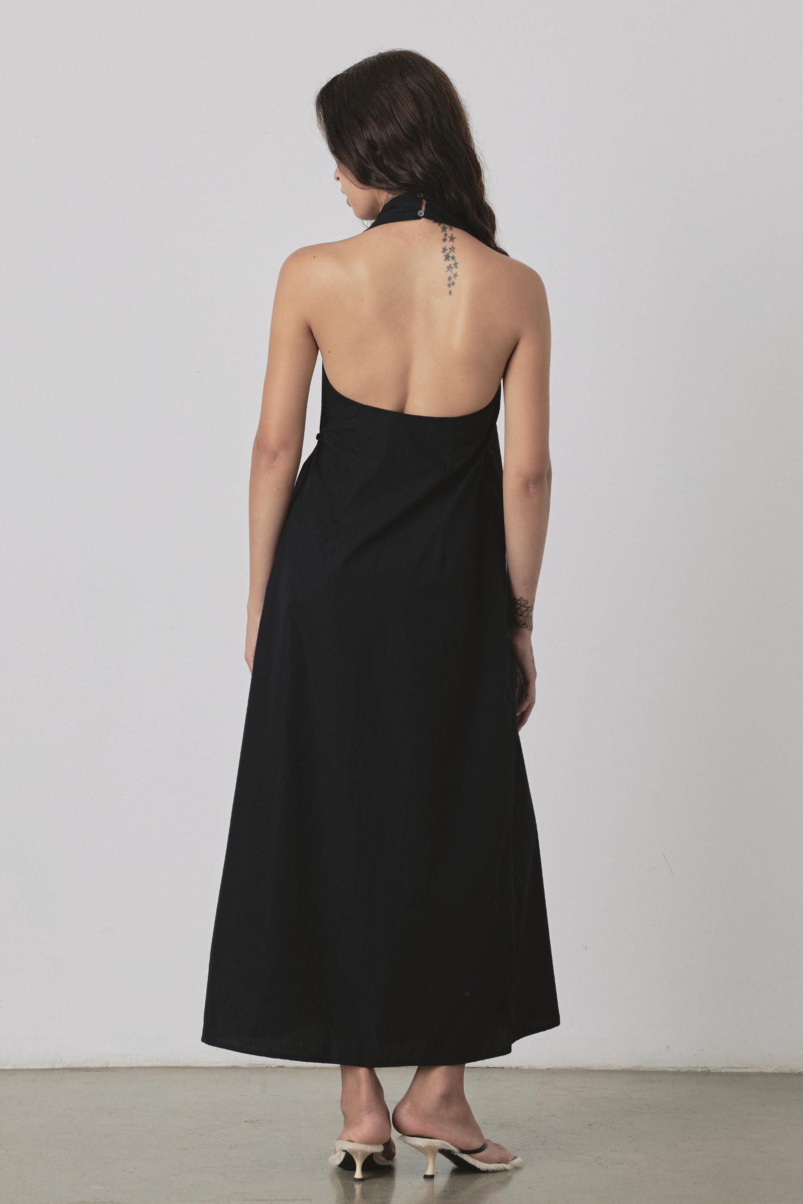 Crossover Halter Dress in Black