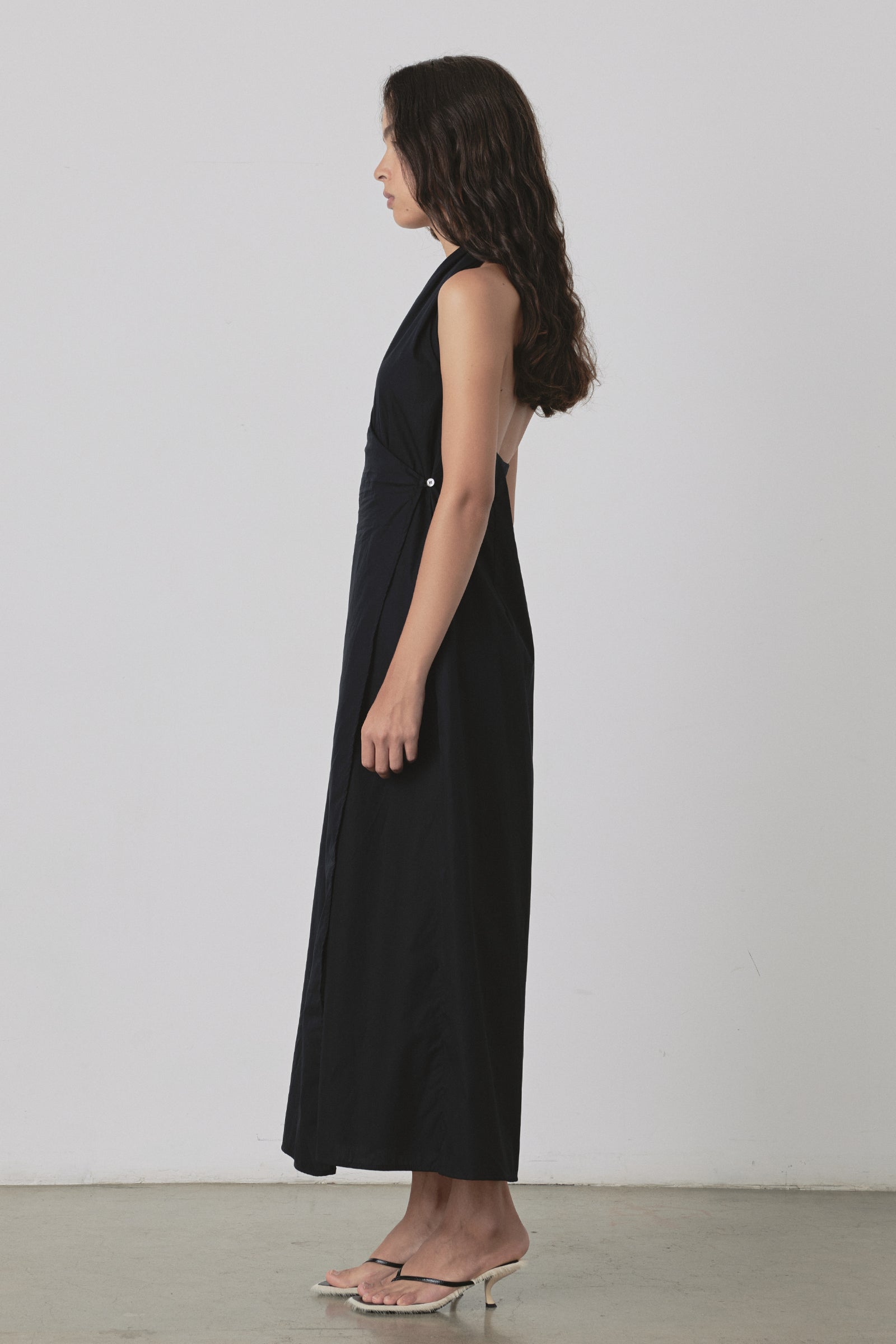 Crossover Halter Dress in Black
