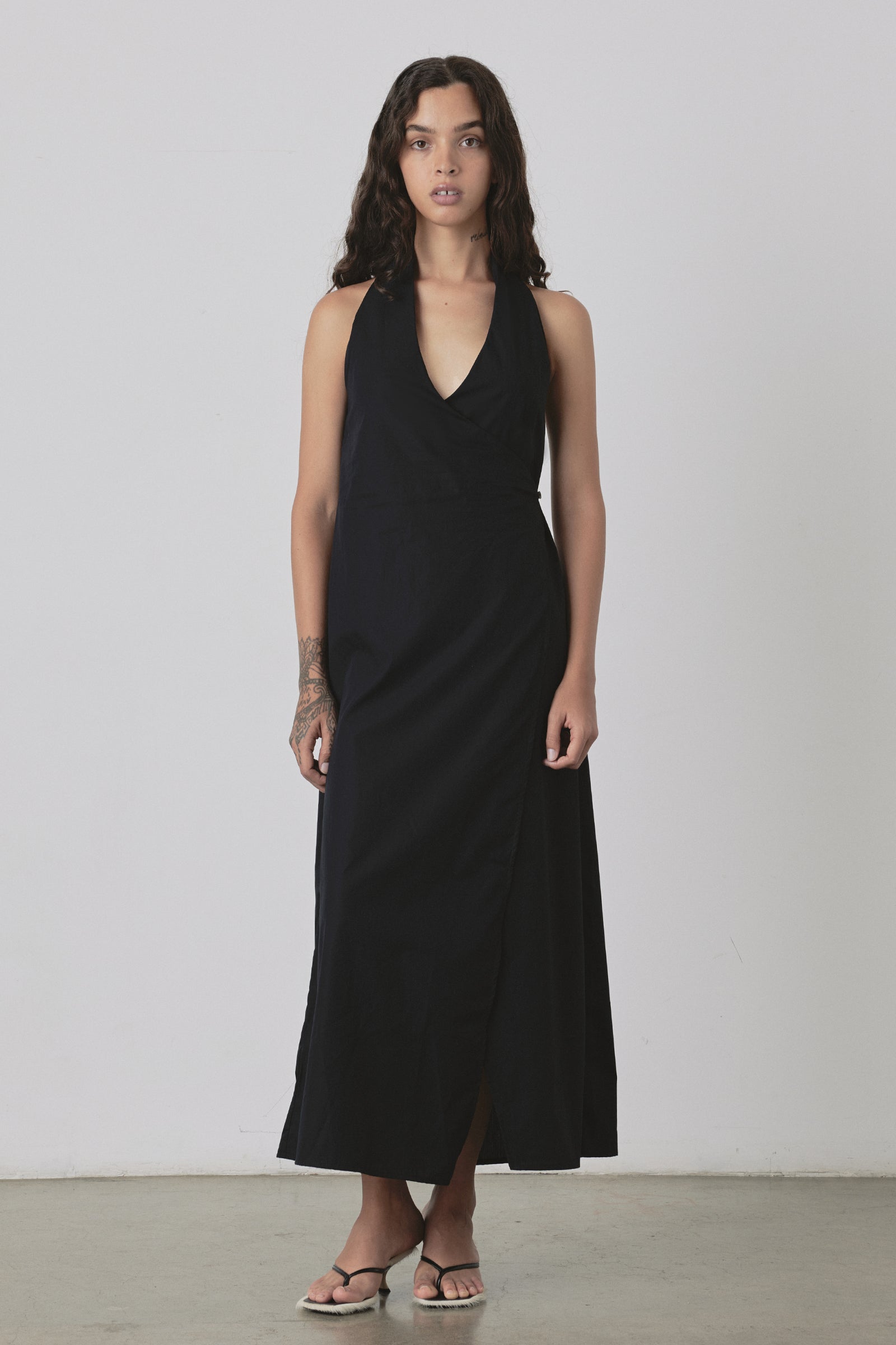 Crossover Halter Dress in Black