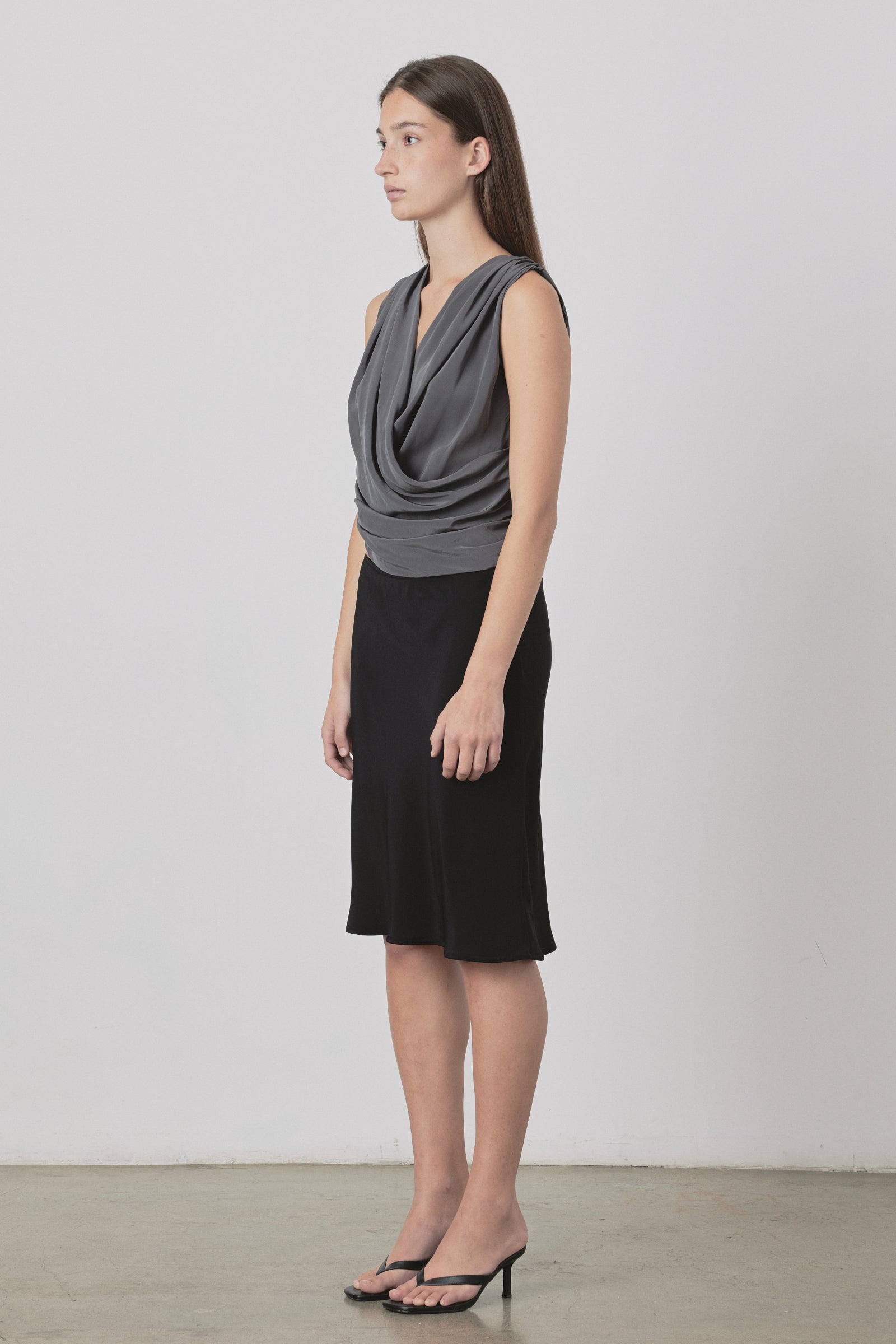 Drape Wrap Bodice Top in Fossil