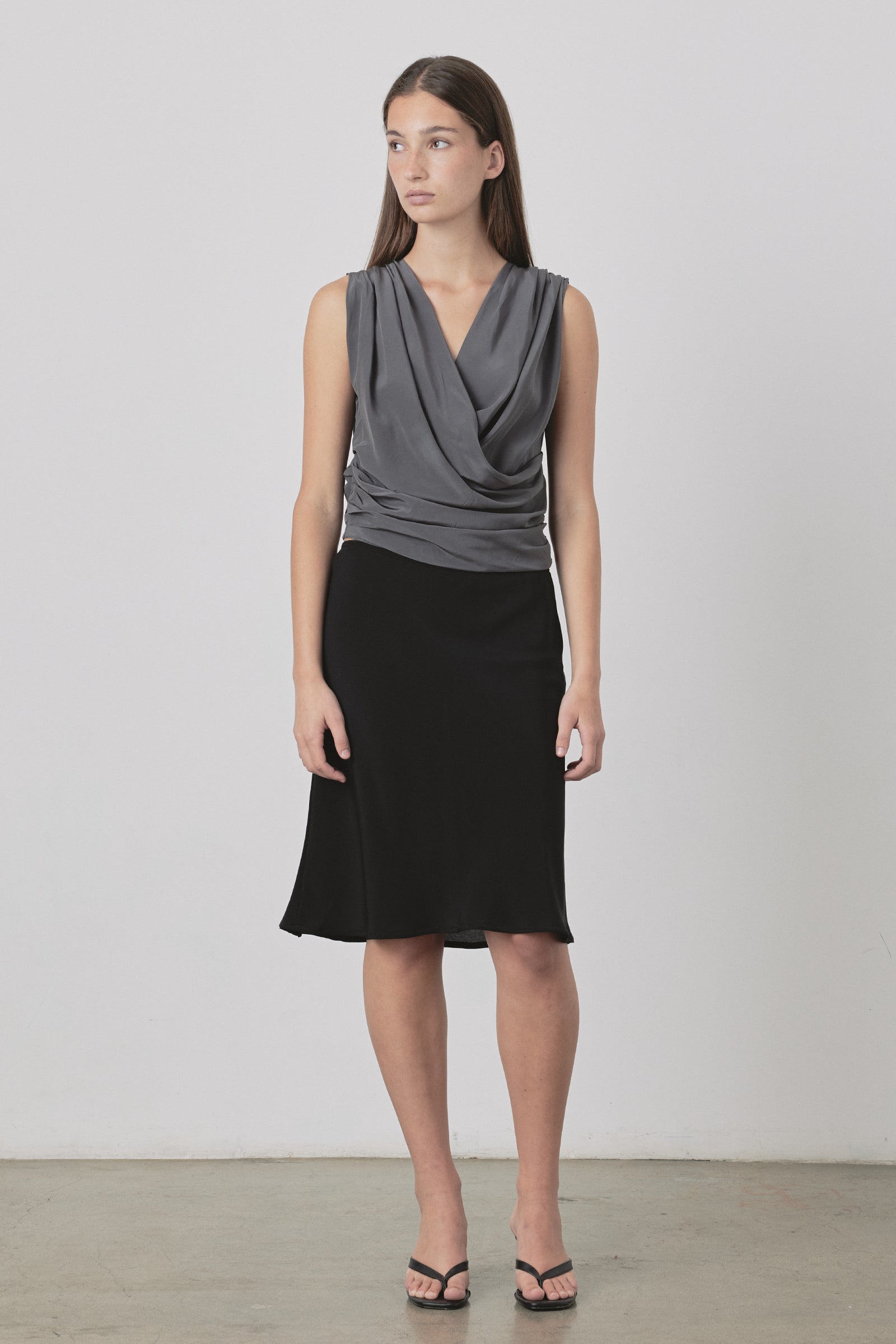 Drape Wrap Bodice Top in Fossil